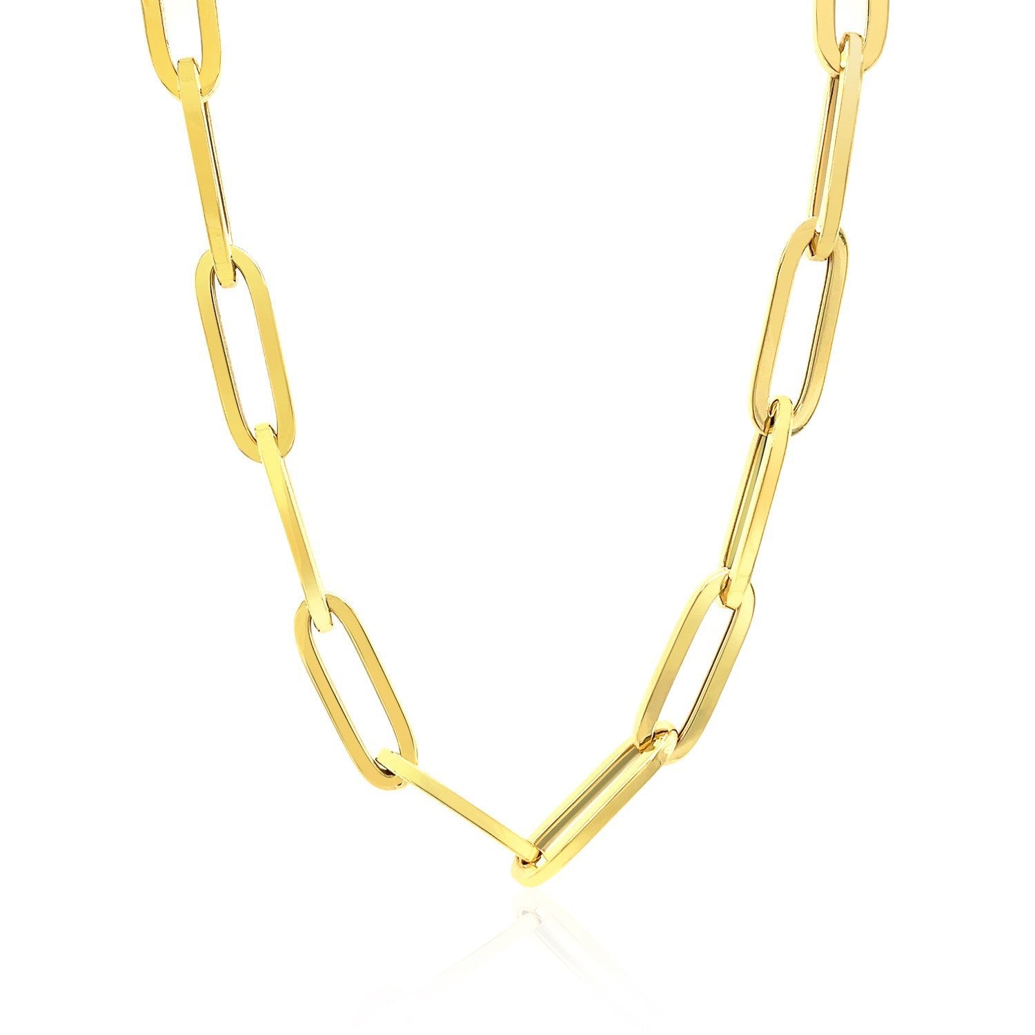 14K Yellow Gold Wide Paperclip Chain (6.1mm) by Bids.com