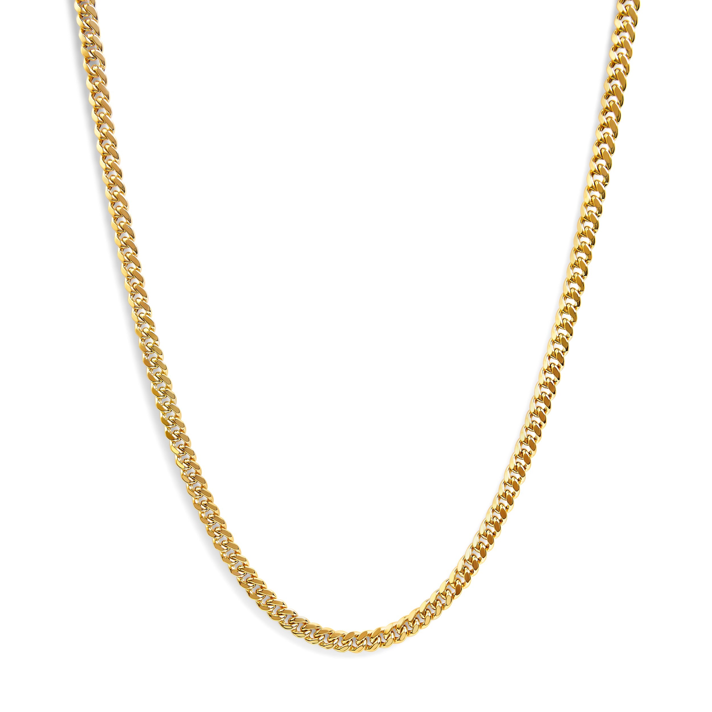 Semi-Solid 14K Yellow Gold 6.1mm Classic Miami Cuban Chain Necklace - 22 Inches DestGlow