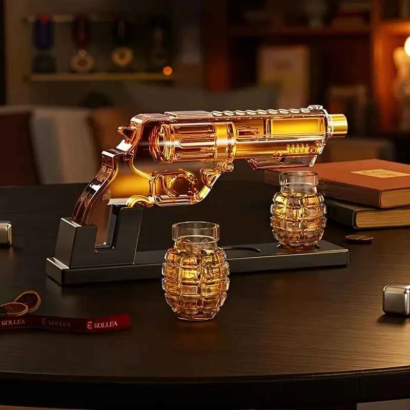 Magnum Revolver Whiskey Decanter Set