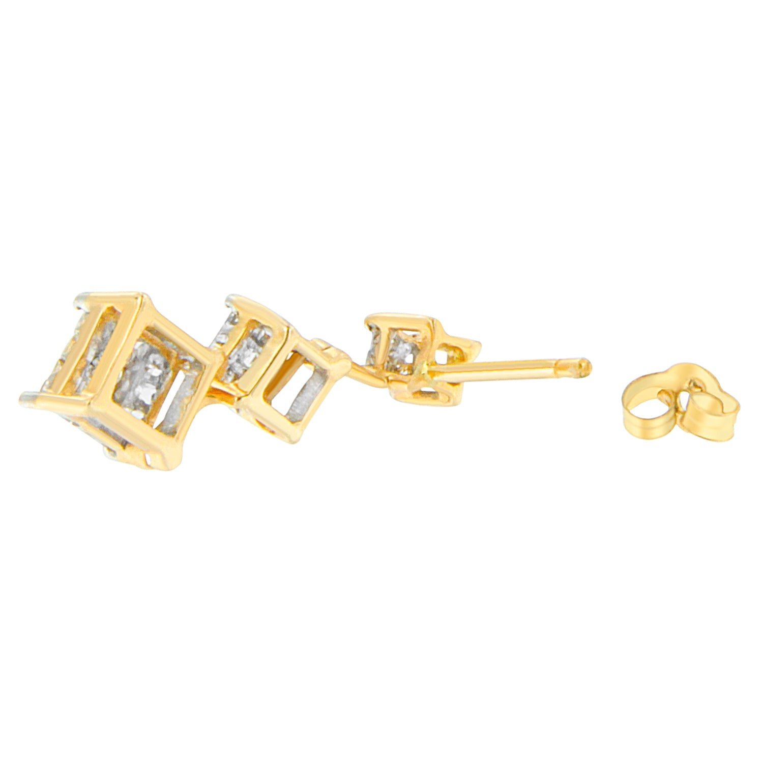 14K Yellow Gold 1 cttw Princess Cut Diamond Earrings (H-I, SI1-SI2) by Bids.com