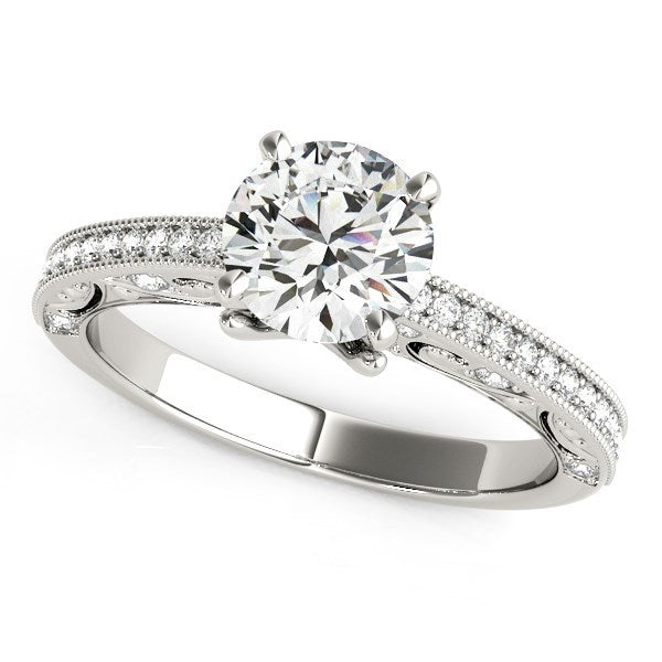 14k White Gold Antique Pronged Round Diamond Engagement Ring (1 1/8 cttw) by Bids.com