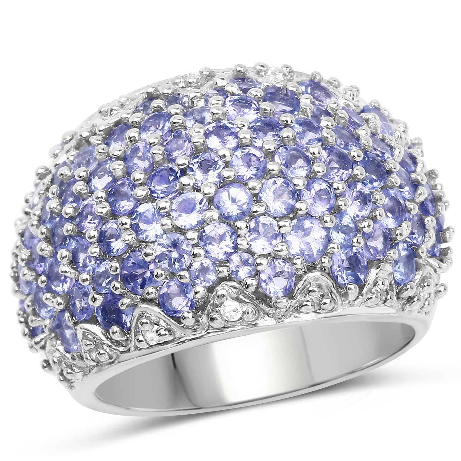 3.01 Carat Genuine Tanzanite and White Diamond .925 Sterling Silver Ring by Bids.com