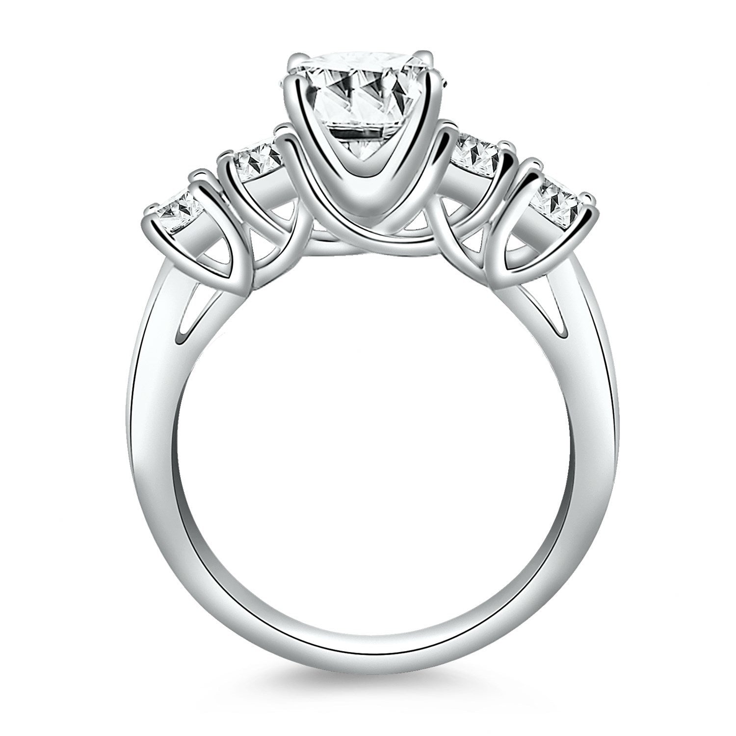14k White Gold Five Stone Diamond Trellis Engagement Ring by Bids.com