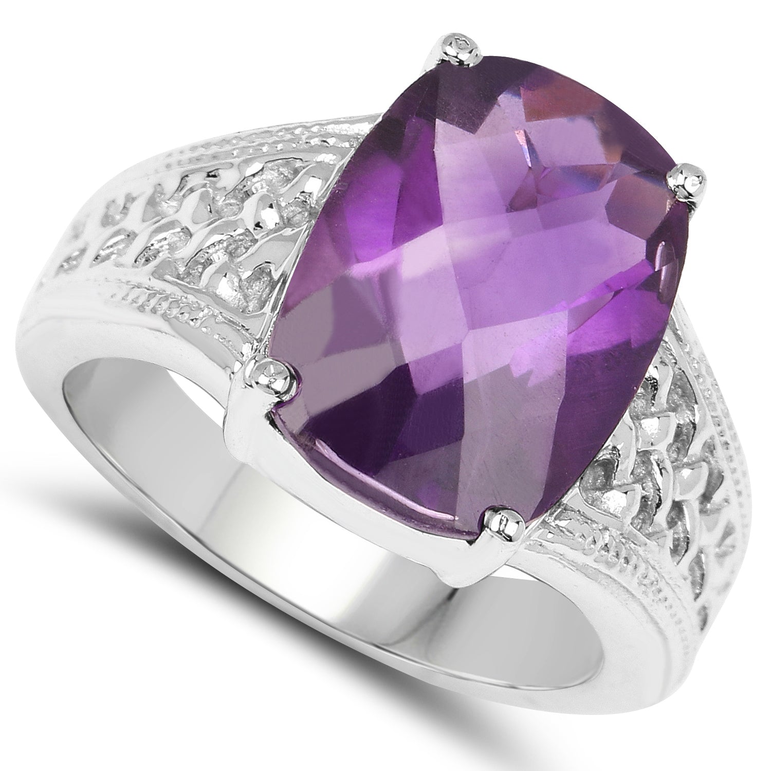 6.50 Carat Genuine Amethyst .925 Sterling Silver Ring by Bids.com