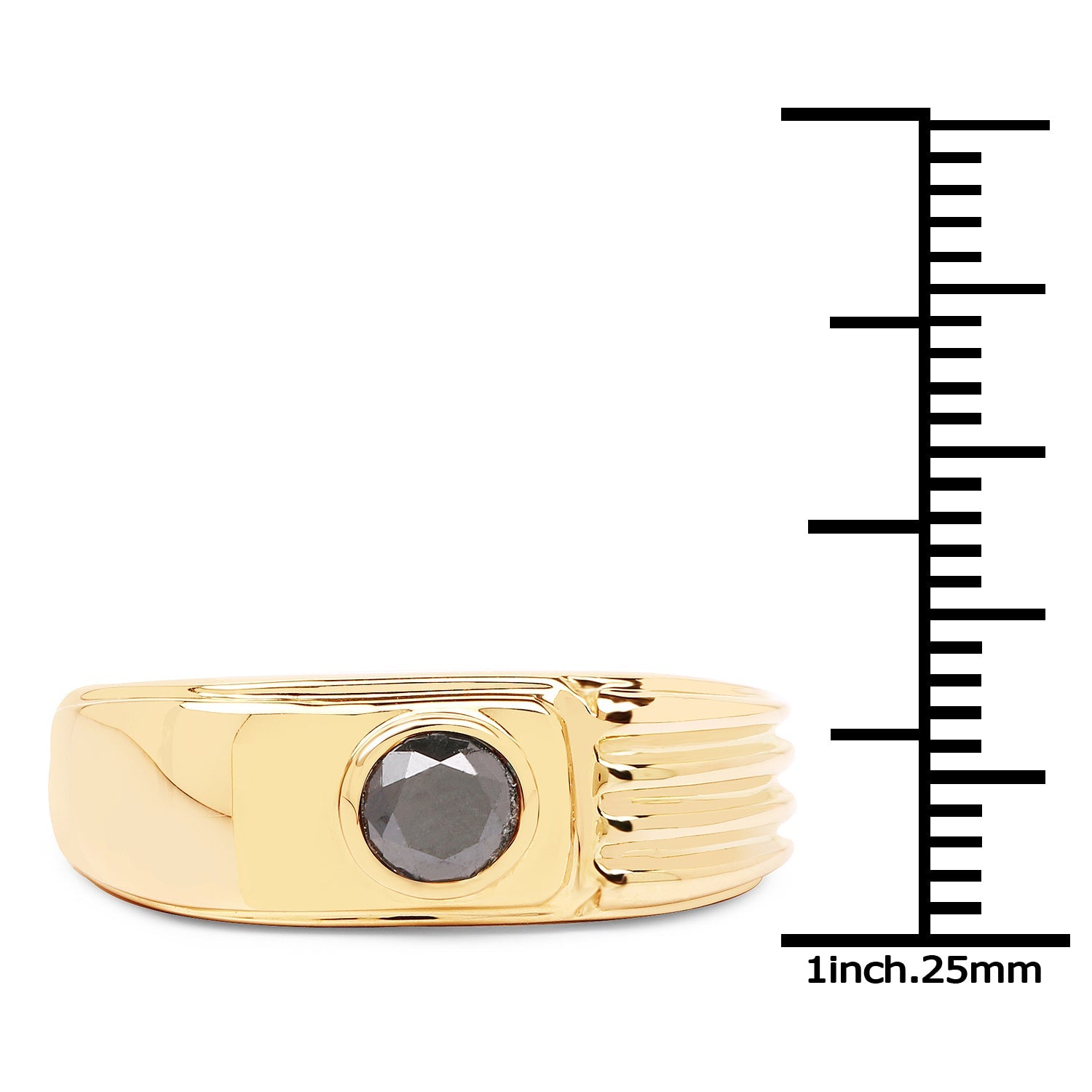 14K Yellow Gold Plated 0.25 Carat Genuine Black Diamond .925 Sterling Silver Ring by Bids.com