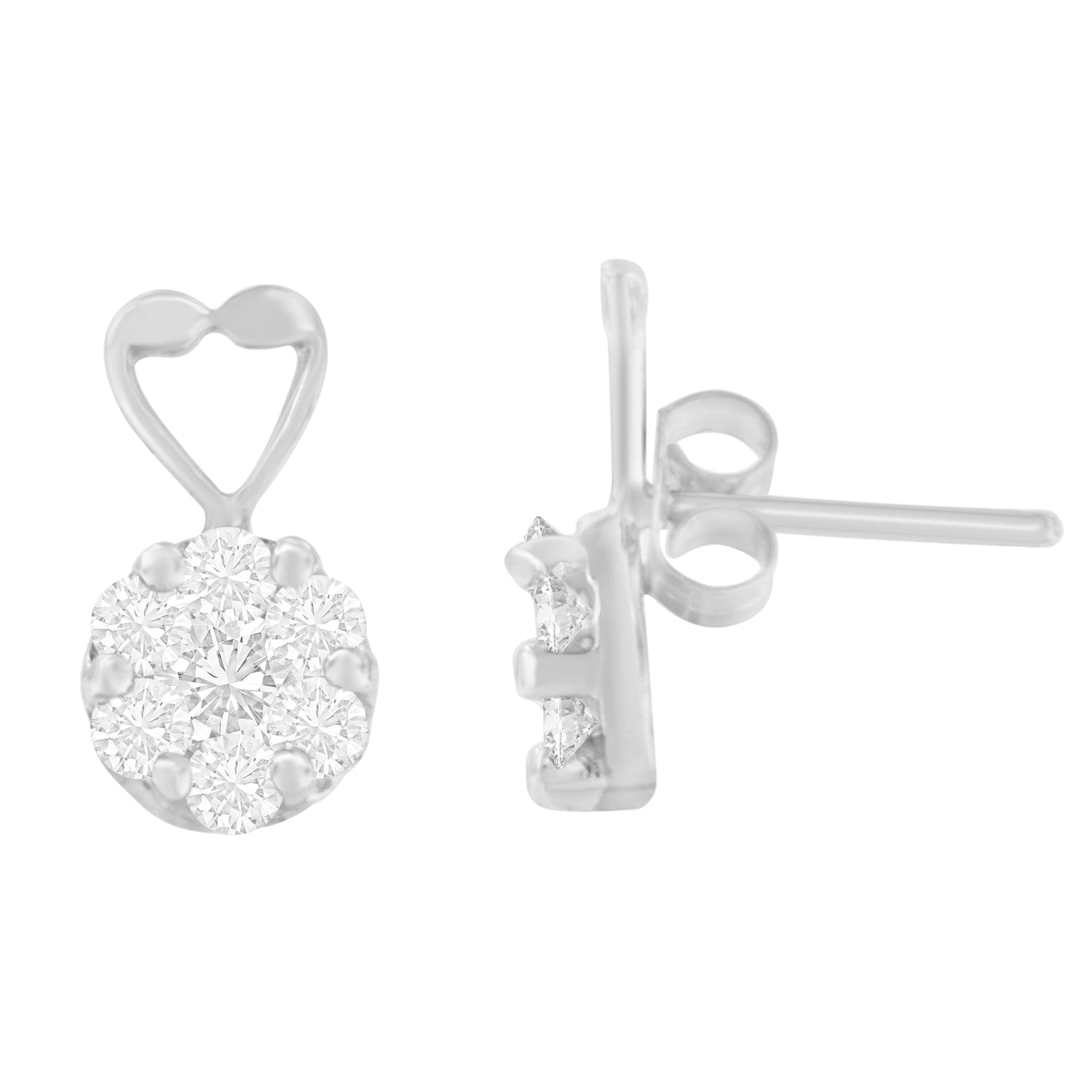 14K White Gold 1 1/4 cttw Round Cut Diamond Earrings (H-I, I1-I2) by Bids.com