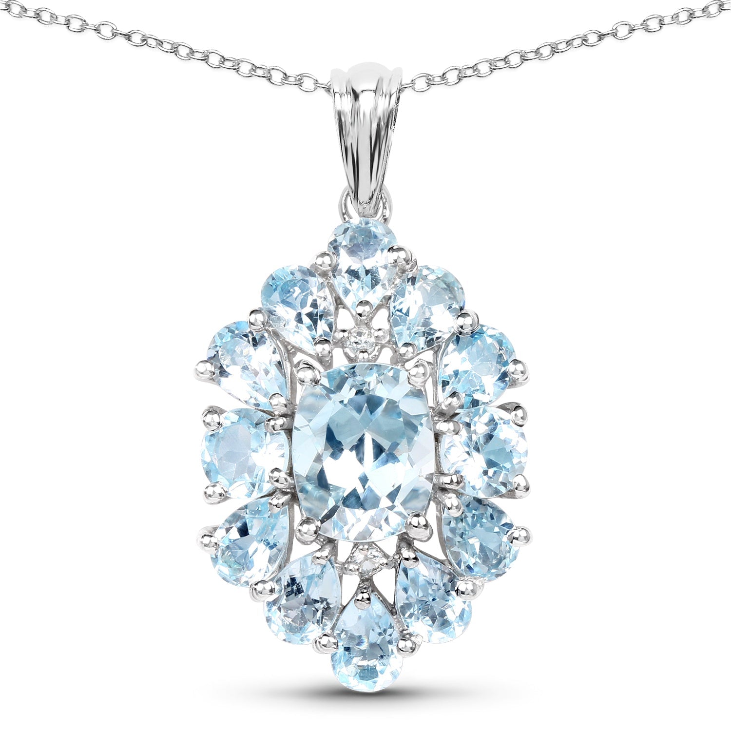 10.06 Carat Genuine Blue Topaz .925 Sterling Silver Pendant DestGlow