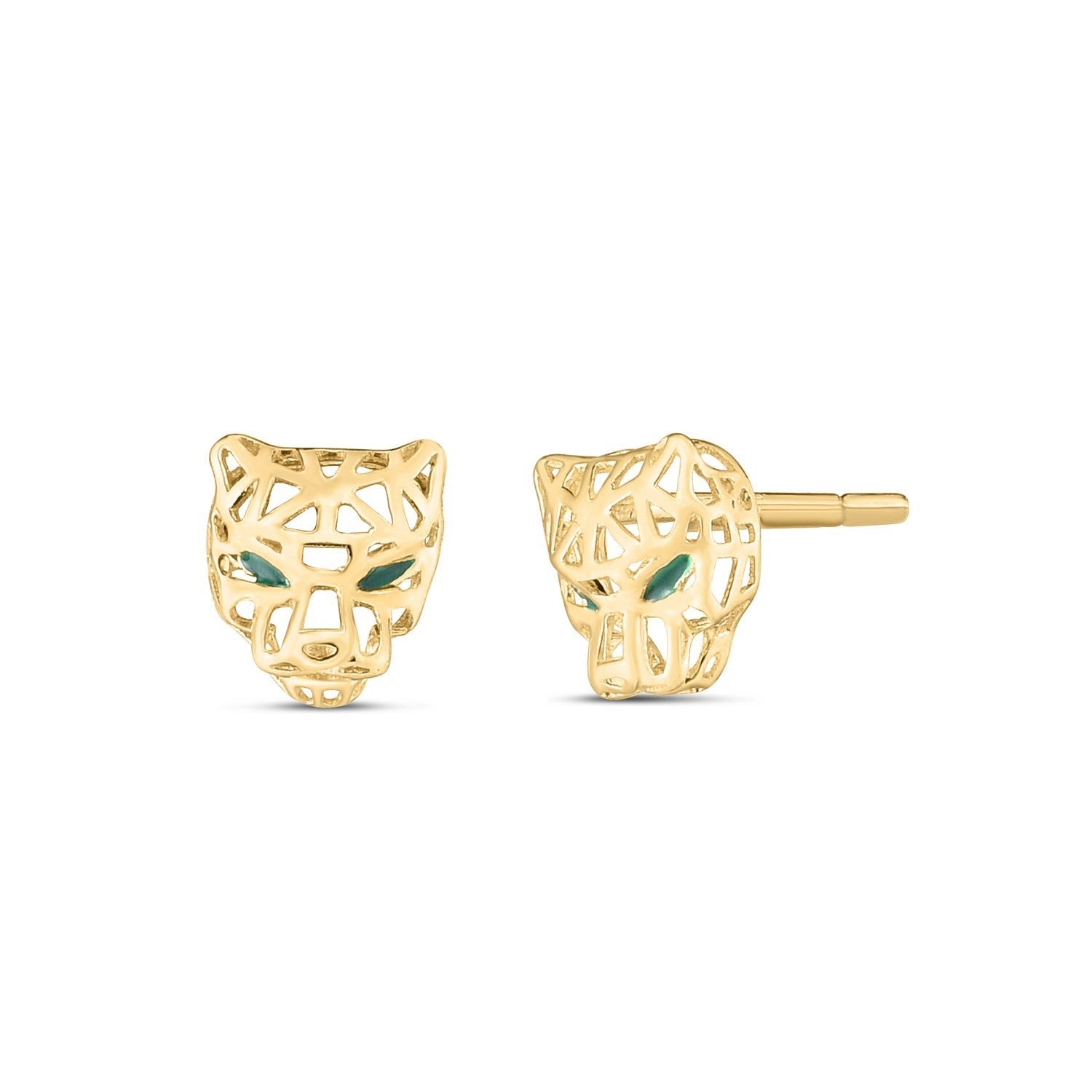 14k Yellow Gold Panther Head Stud Earrings by Bids.com