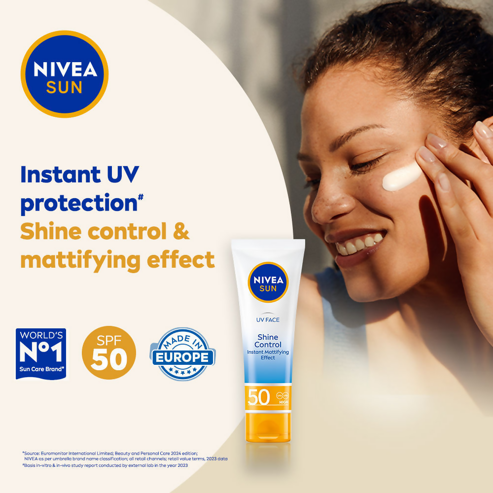 Nivea Sun Shine Control SPF 50 Sunscreen Ultra Matte, No White Cast, Instant UV Protection