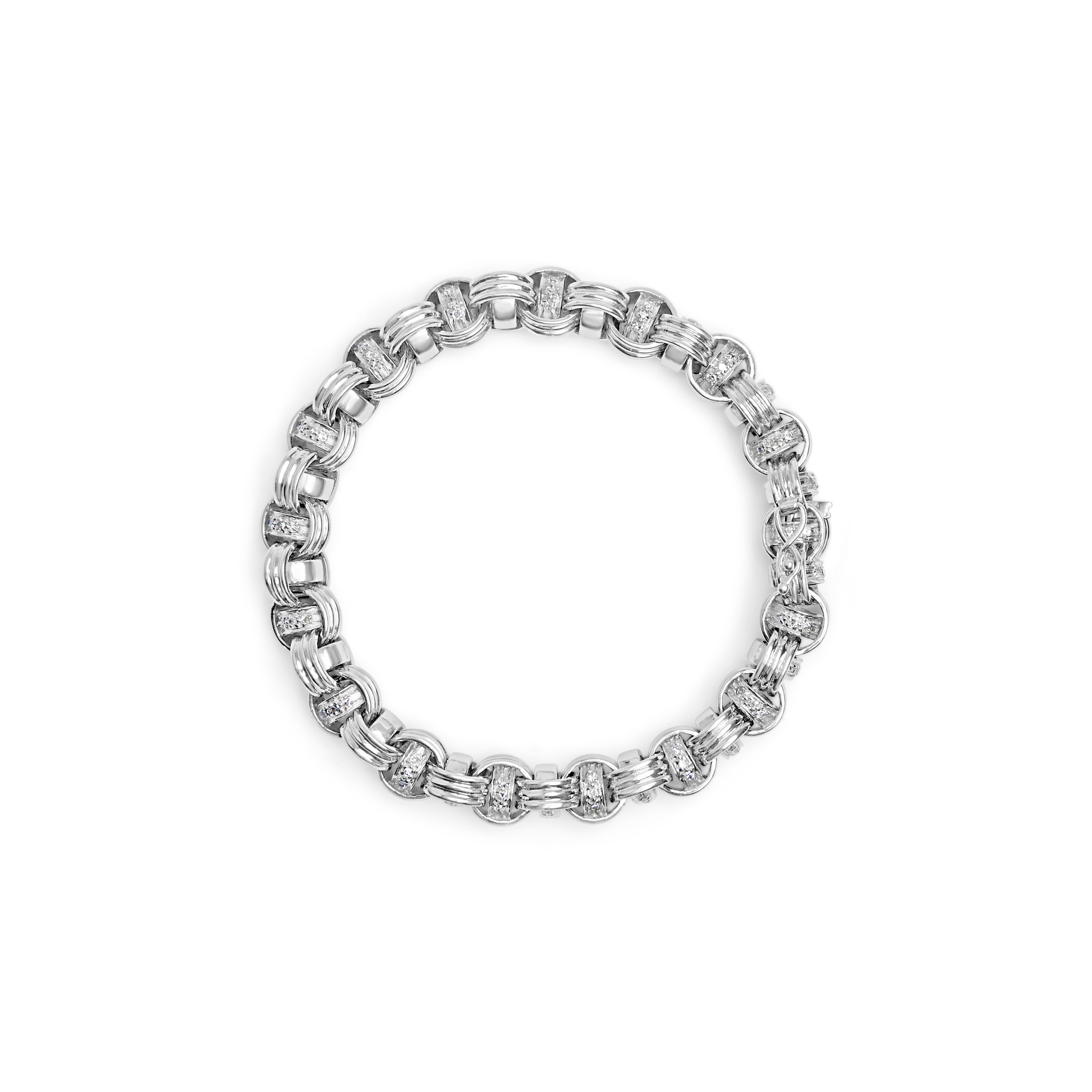 14K White Gold 1/2 Cttw Diamond Knotted Byzantine Link Bracelet (H-I Color, I2-I3 Clarity) - 7" Inches by Bids.com