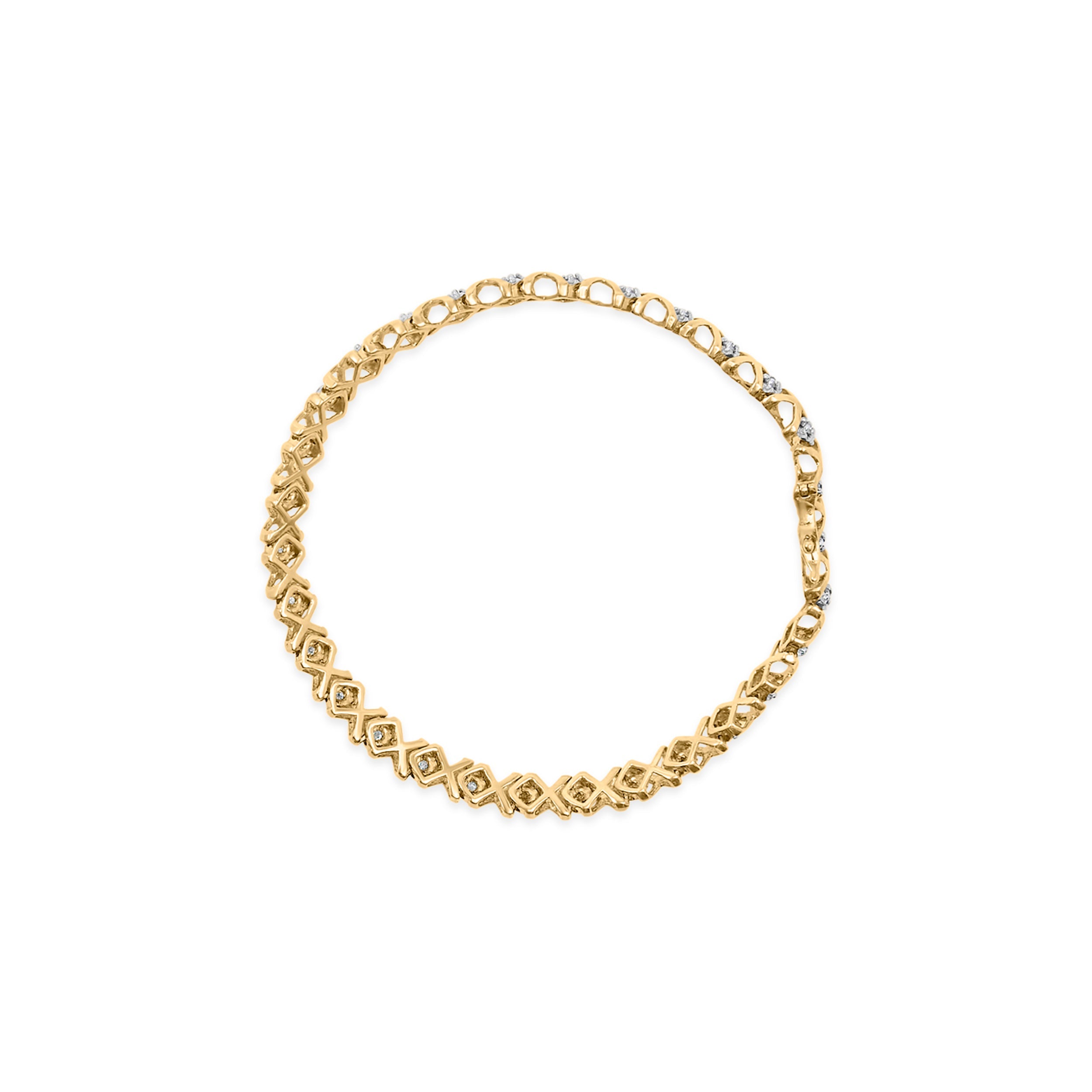 10K Yellow Gold 1/2 Cttw Diamond Alternating X-Link Bracelet by Bids.com