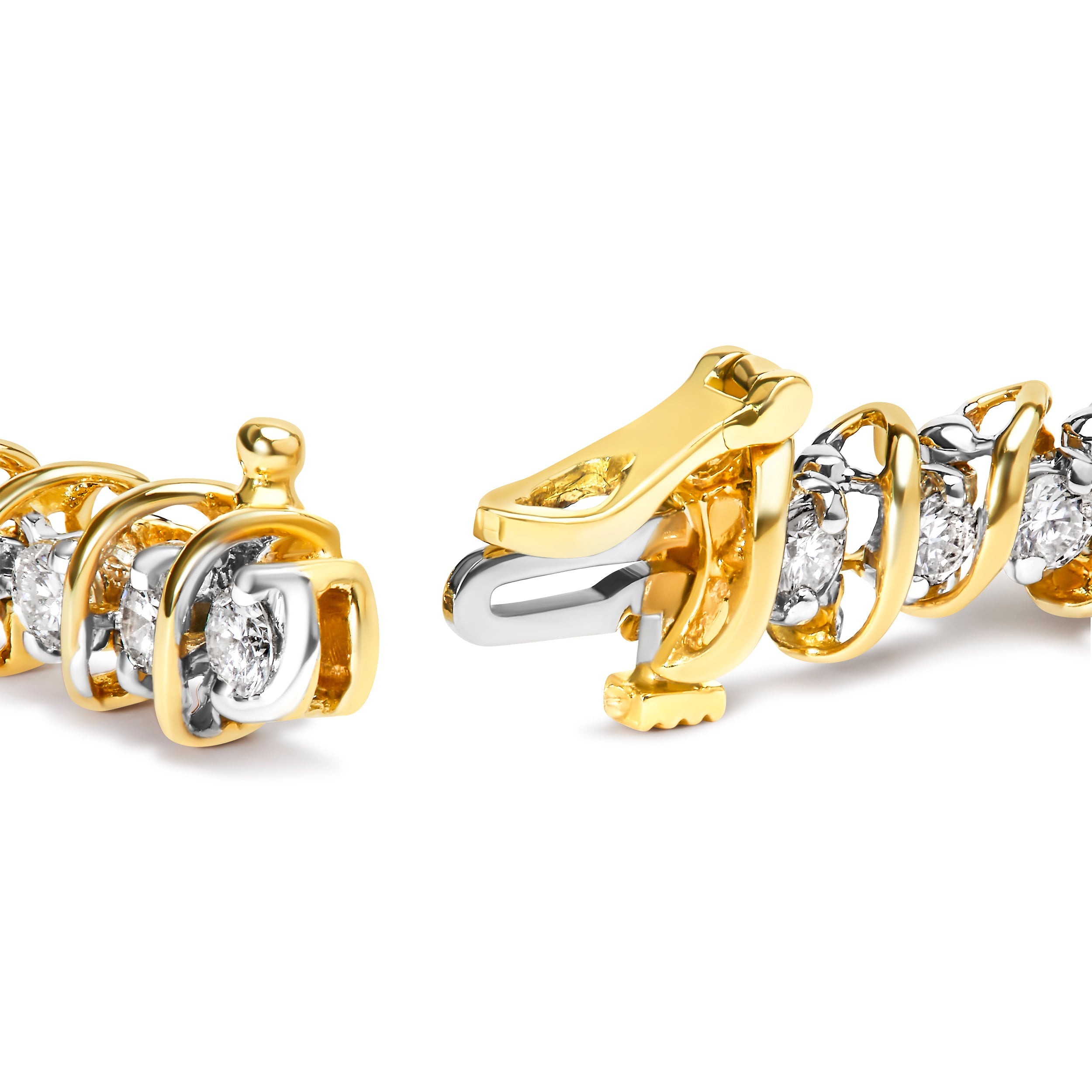 18K Yellow Gold 4.0 Cttw Round-Cut Diamond S-Link 7" Inch Tennis Bracelet (I-J Color, SI1-SI2 Clarity) by Bids.com