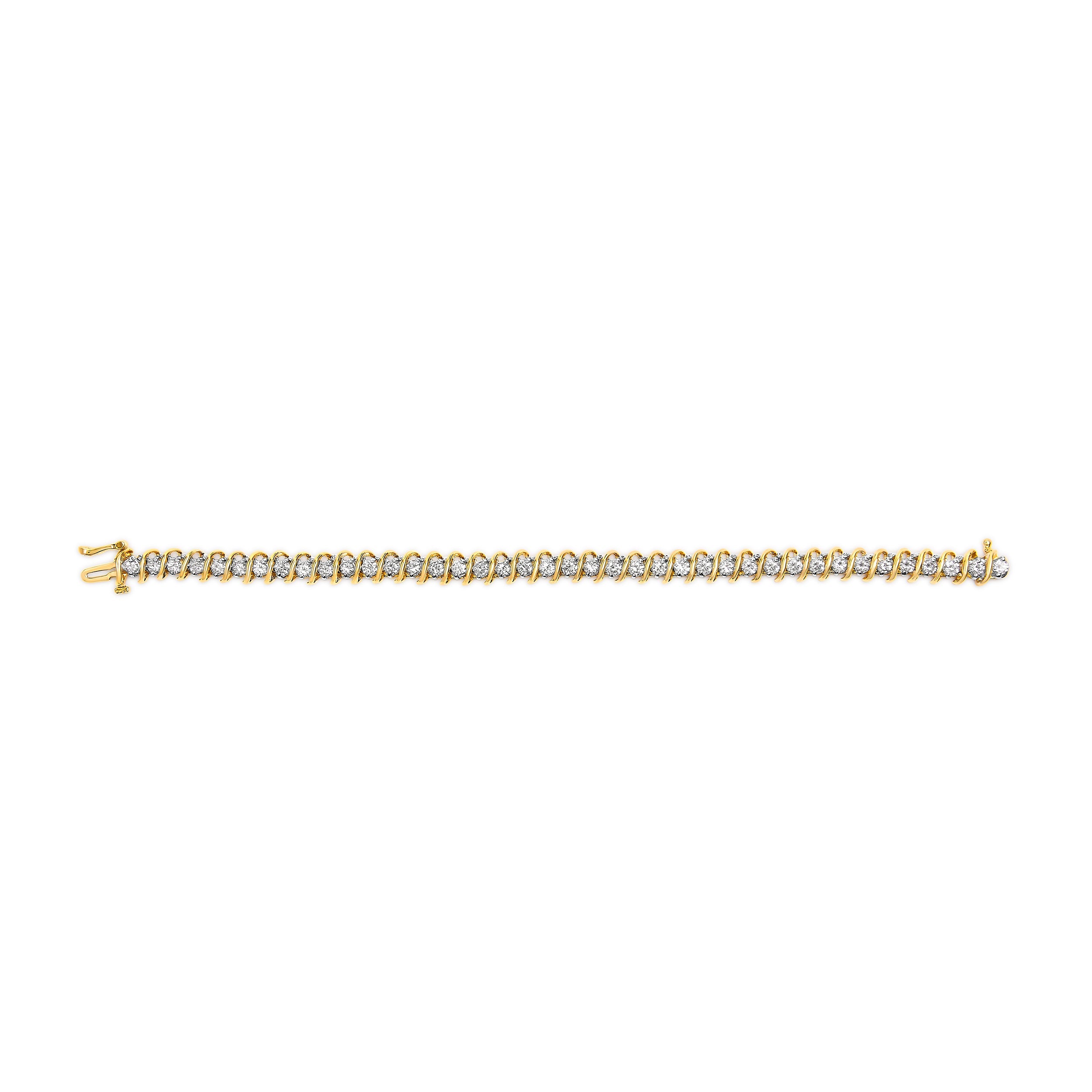 18K Yellow Gold 4.0 Cttw Round-Cut Diamond S-Link 7" Inch Tennis Bracelet (I-J Color, SI1-SI2 Clarity) by Bids.com