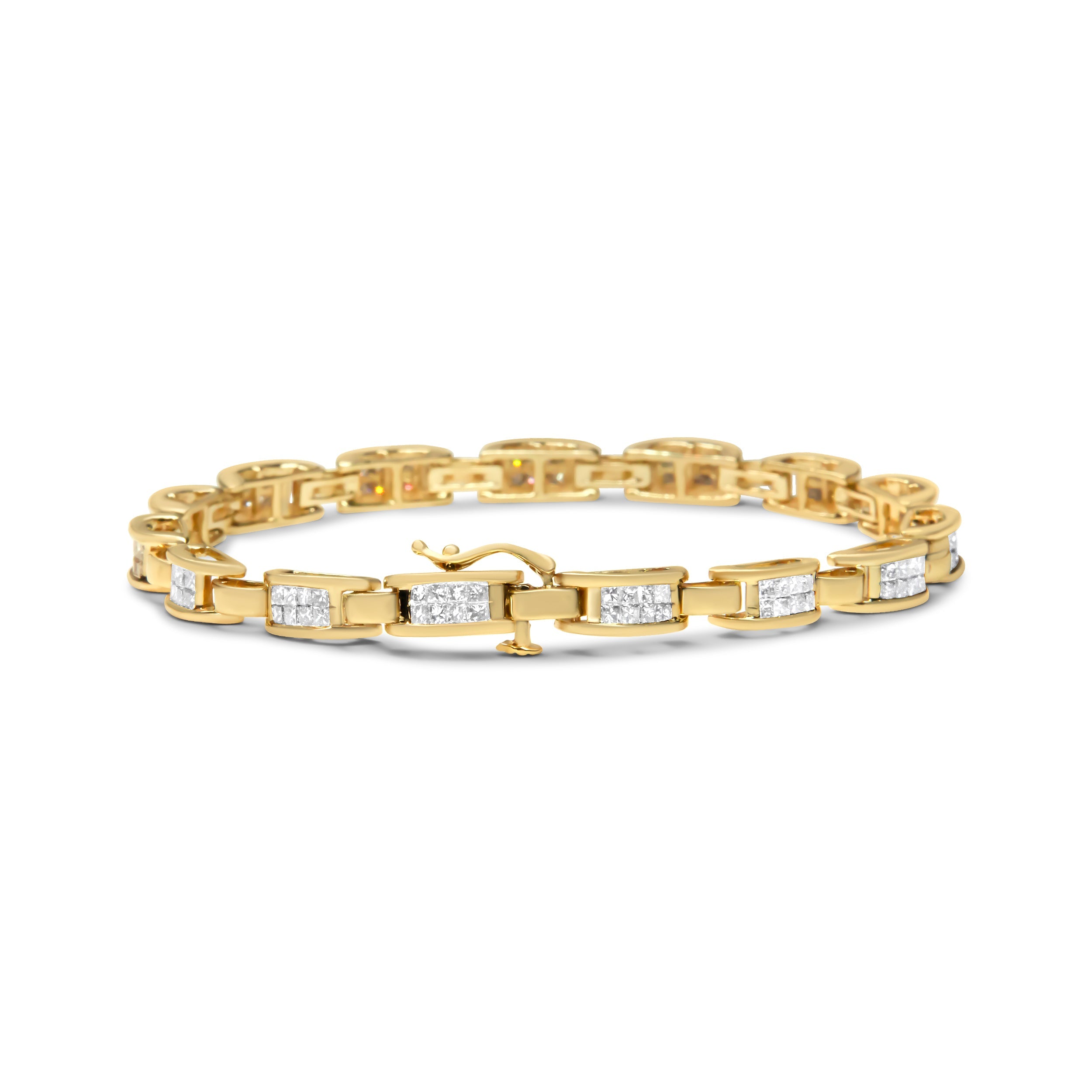 14K Yellow Gold Princess-Cut Diamond Links of Love Bracelet (2.00 cttw, H-I Color, SI2-I1 Clarity) by Bids.com