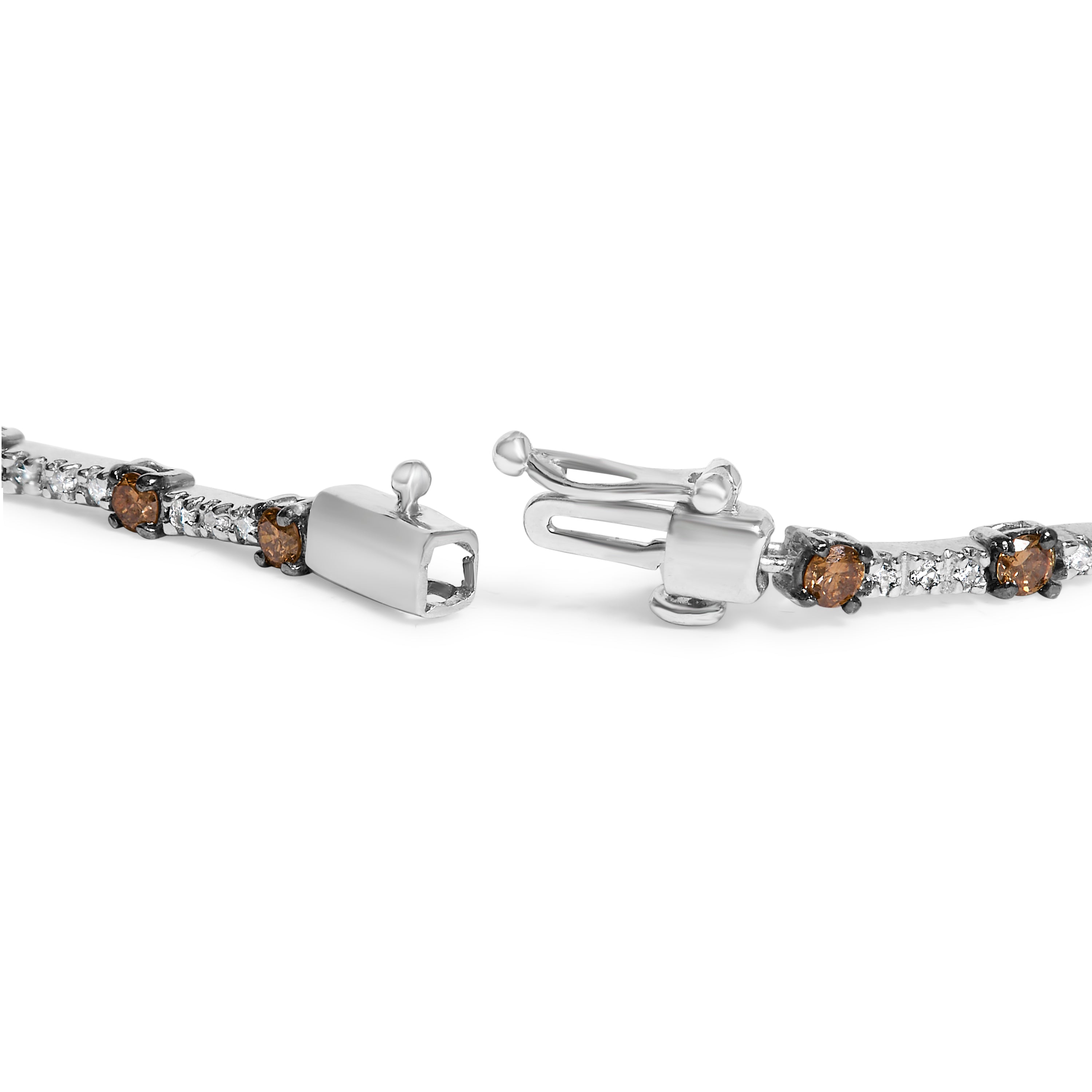 14k White Gold 2 1/4 Cttw Champagne Diamond Bar Link 7" Bracelet (Champagne Color, I1-I2 Clarity) by Bids.com