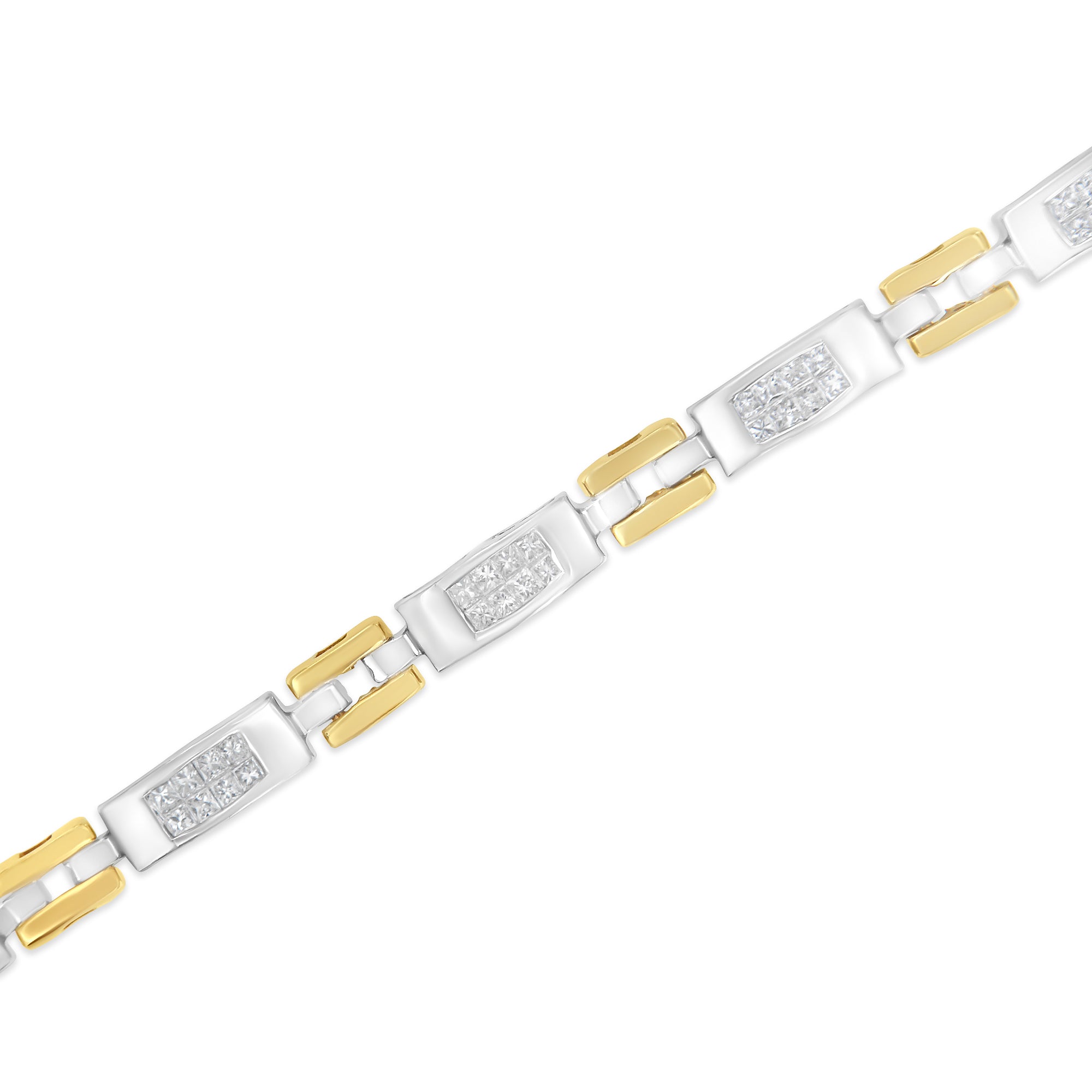 10K Two-Tone Gold Princess Cut Diamond Geo Link Bracelet (1.00 cttw, H-I Color, SI1-SI2 Clarity) by Bids.com