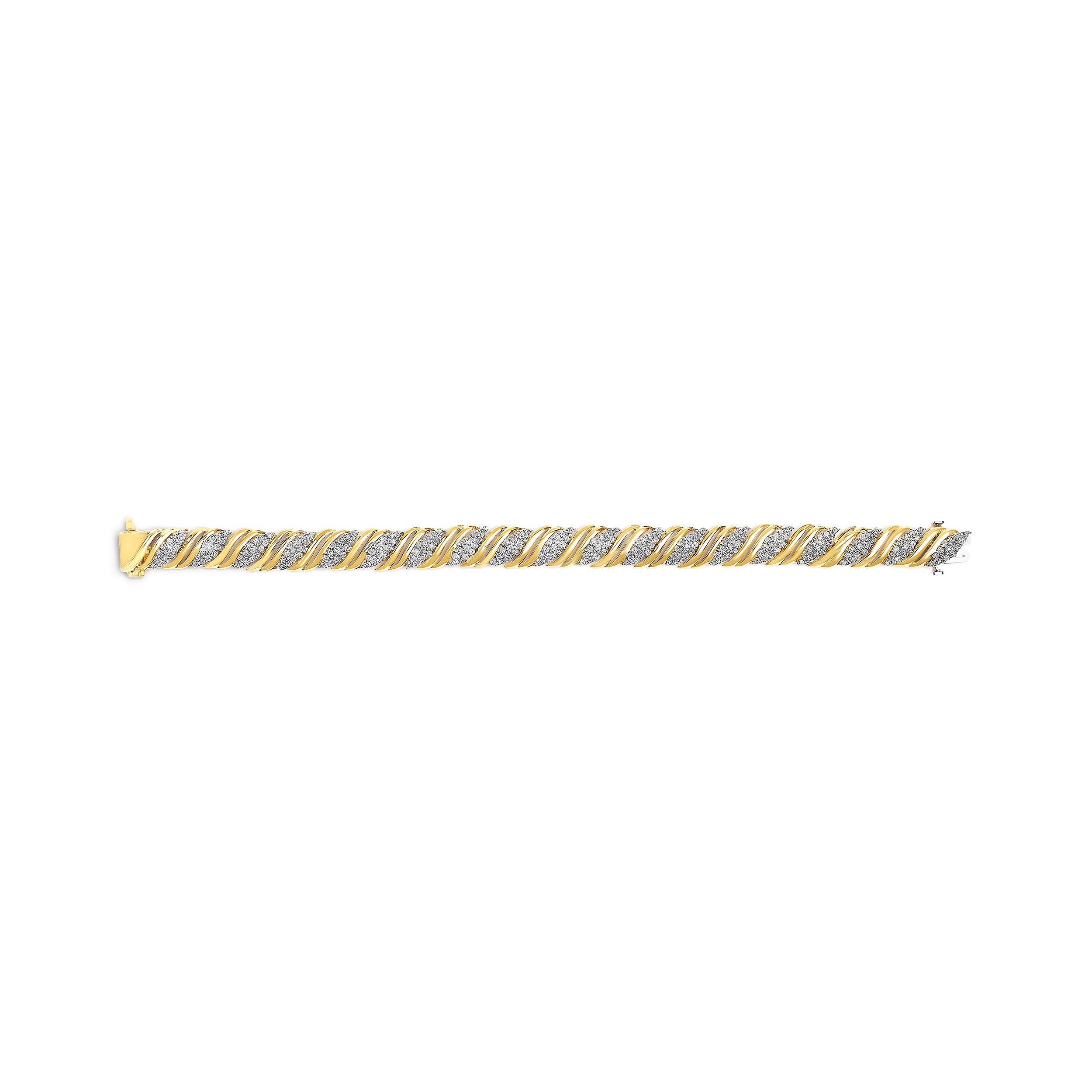 10K Yellow Gold 2.0 Cttw Diamond S-Link Twist Design Link Bracelet DestGlow