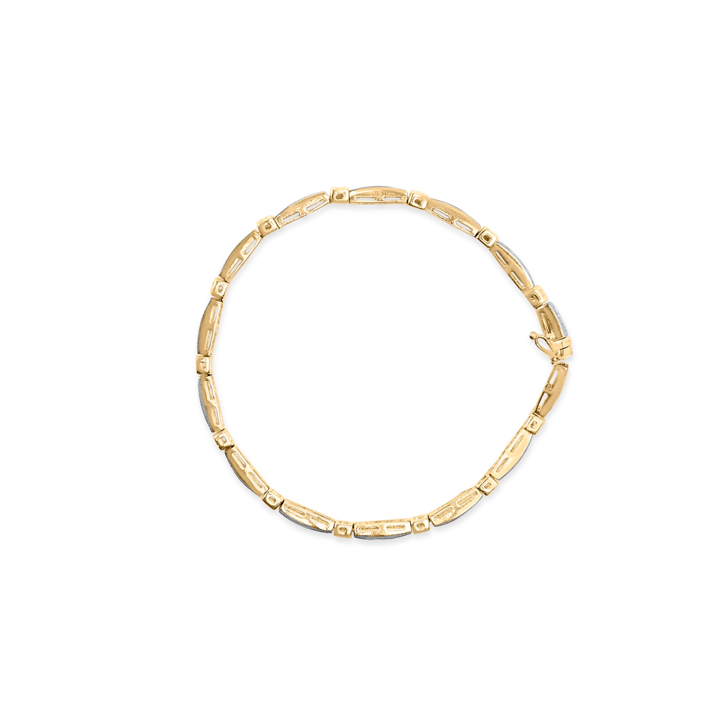 14K Yellow Gold 1.00 Cttw Baguette Diamond Channel Link Bracelet by Bids.com