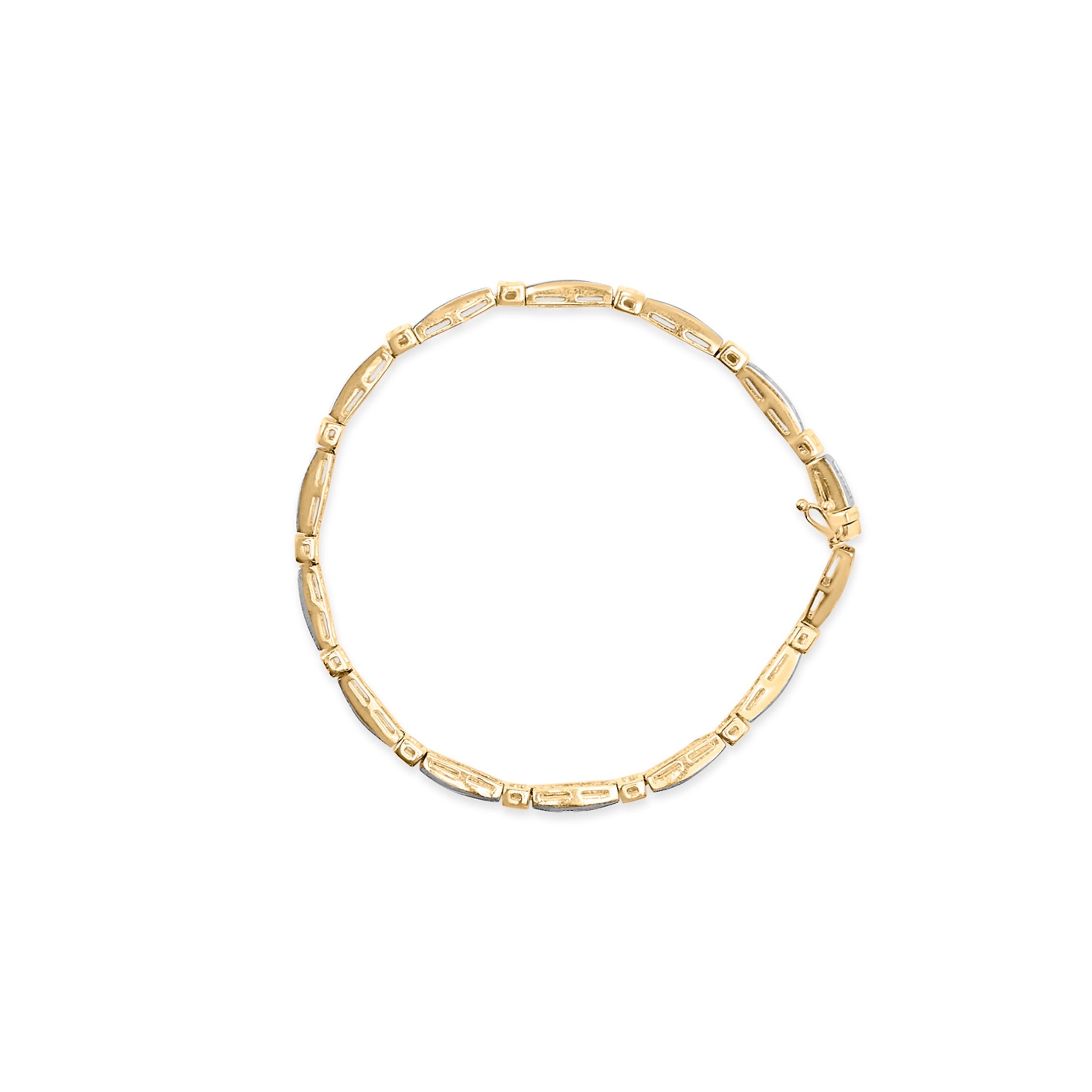 14K Yellow Gold 1.00 Cttw Baguette Diamond Channel Link Bracelet