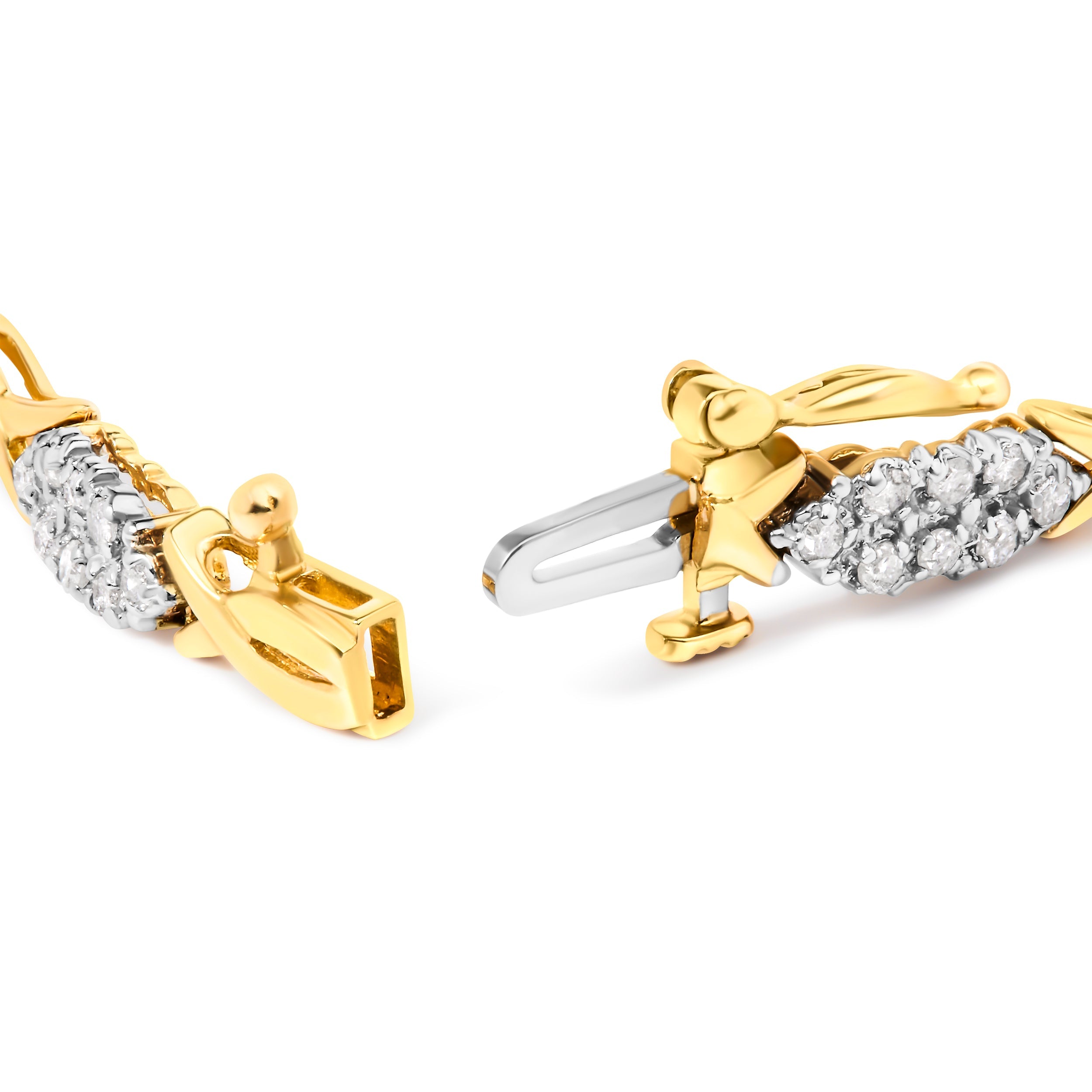 10K Yellow Gold 1.00 Cttw Round-Cut Diamond Spiral Link 7" Bracelet (H-I Color, I2-I3 Clarity) by Bids.com