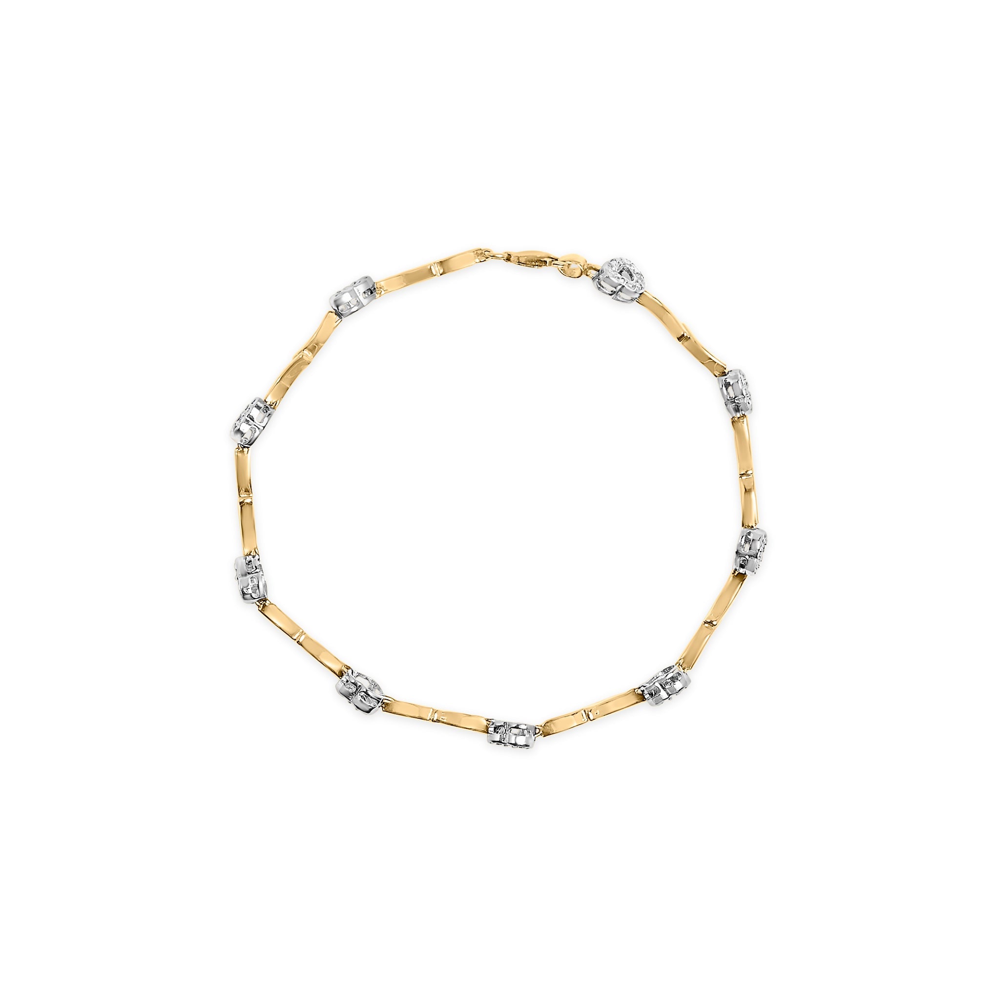 10k Two-Tone Gold 1/3 Cttw Diamond Pave Set Heart S-Link 7.25" Bracelet (I-J Color, I2-I3 Clarity) by Bids.com