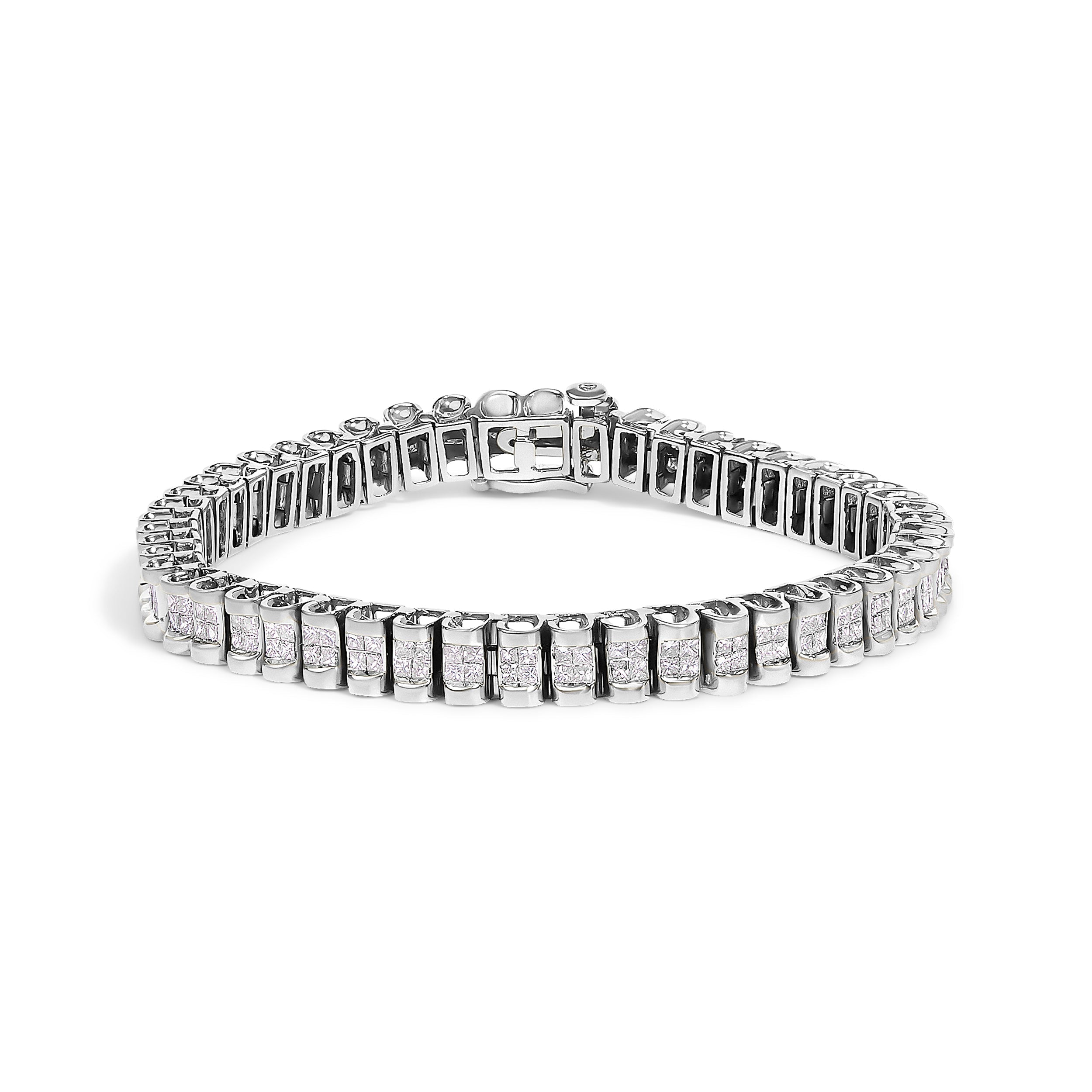 14K Yellow Gold 3.0 Cttw Princess Cut Quad Invisible Set Tennis Bracelet (H-I Color, SI1-SI2 Clarity) - 7â€