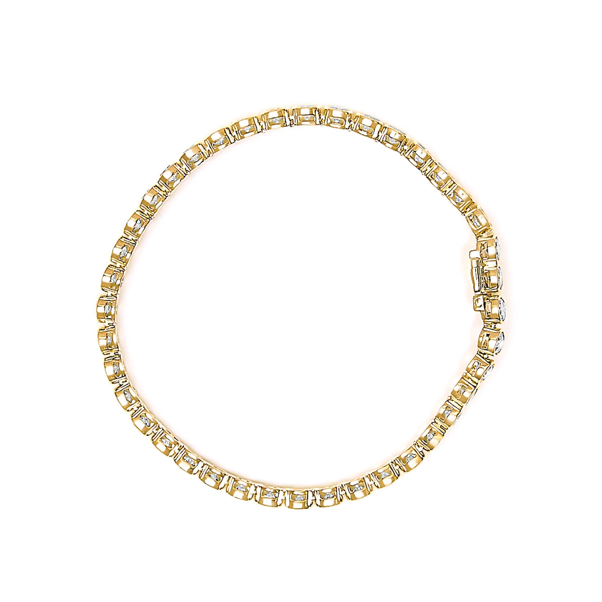10K Yellow Gold 8.0 Cttw Bezel Set Round Diamond Tennis Bracelet DestGlow