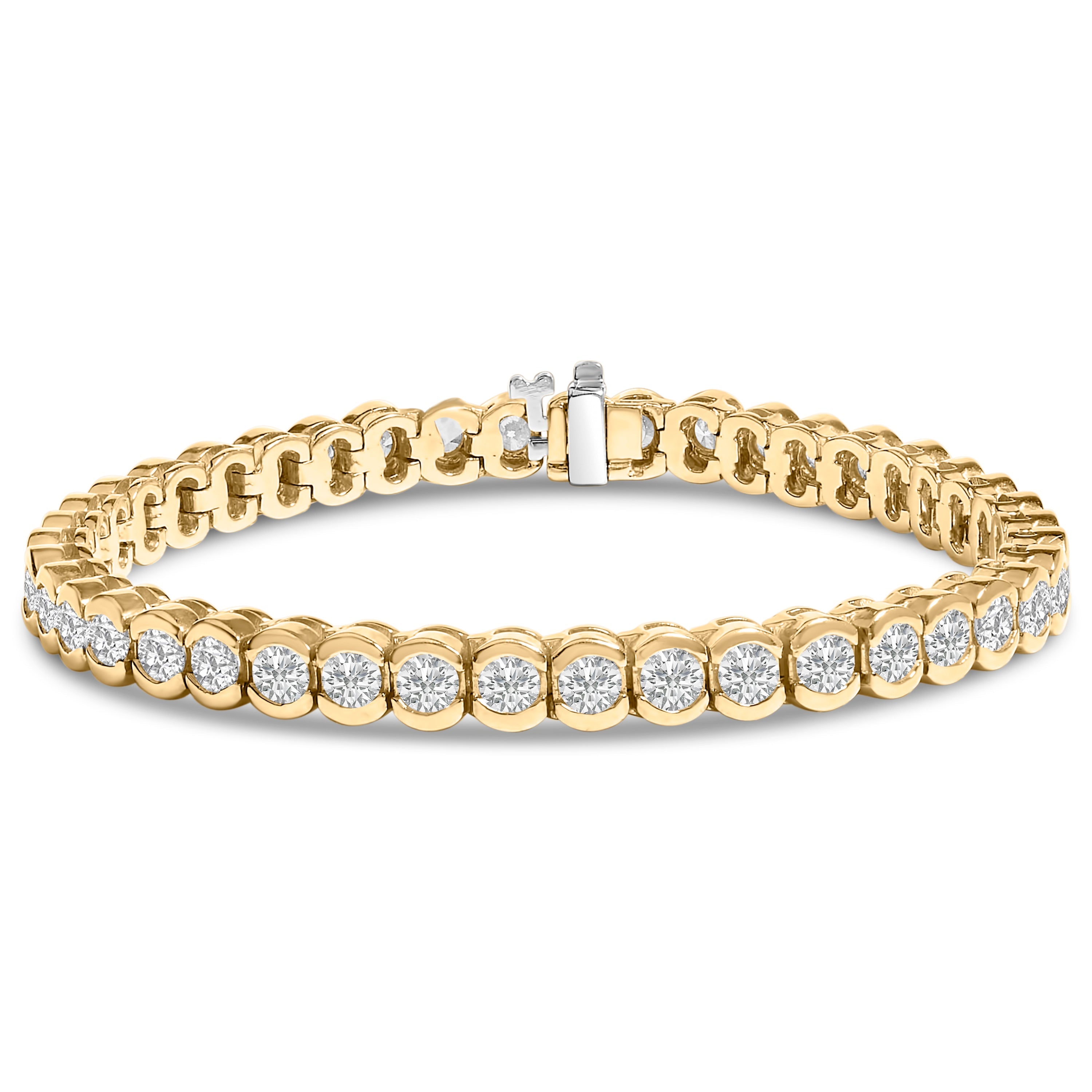 14K Yellow Gold 8.00 Cttw Half Bezel Set Diamond Tennis Bracelet (H-I Color, SI2-I1 Clarity) - 7" Inches by Bids.com