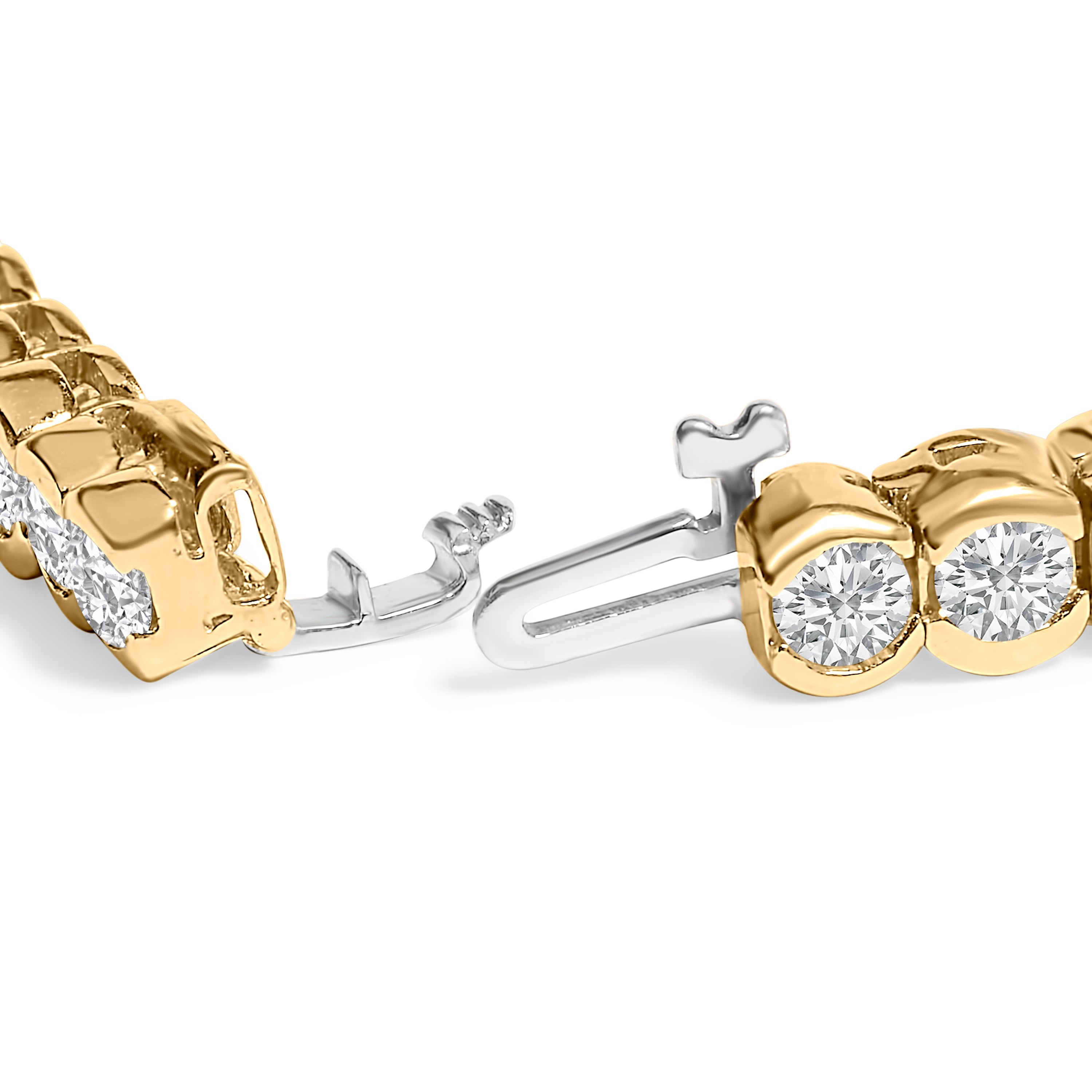 14K Yellow Gold 8.00 Cttw Half Bezel Set Diamond Tennis Bracelet (H-I Color, SI2-I1 Clarity) - 7" Inches by Bids.com