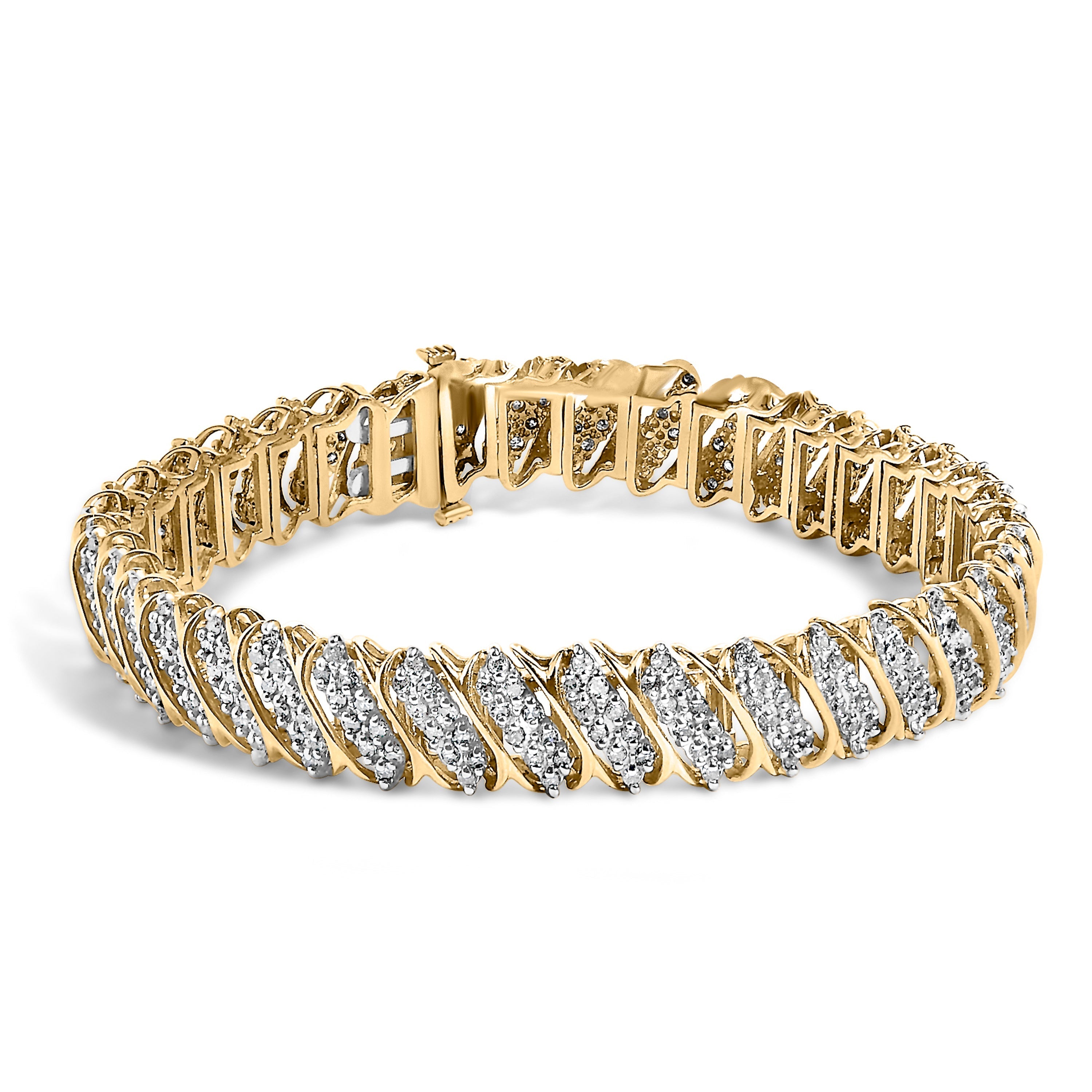 10K Yellow Gold 3.0 Cttw Diamond S-Link Bracelet DestGlow