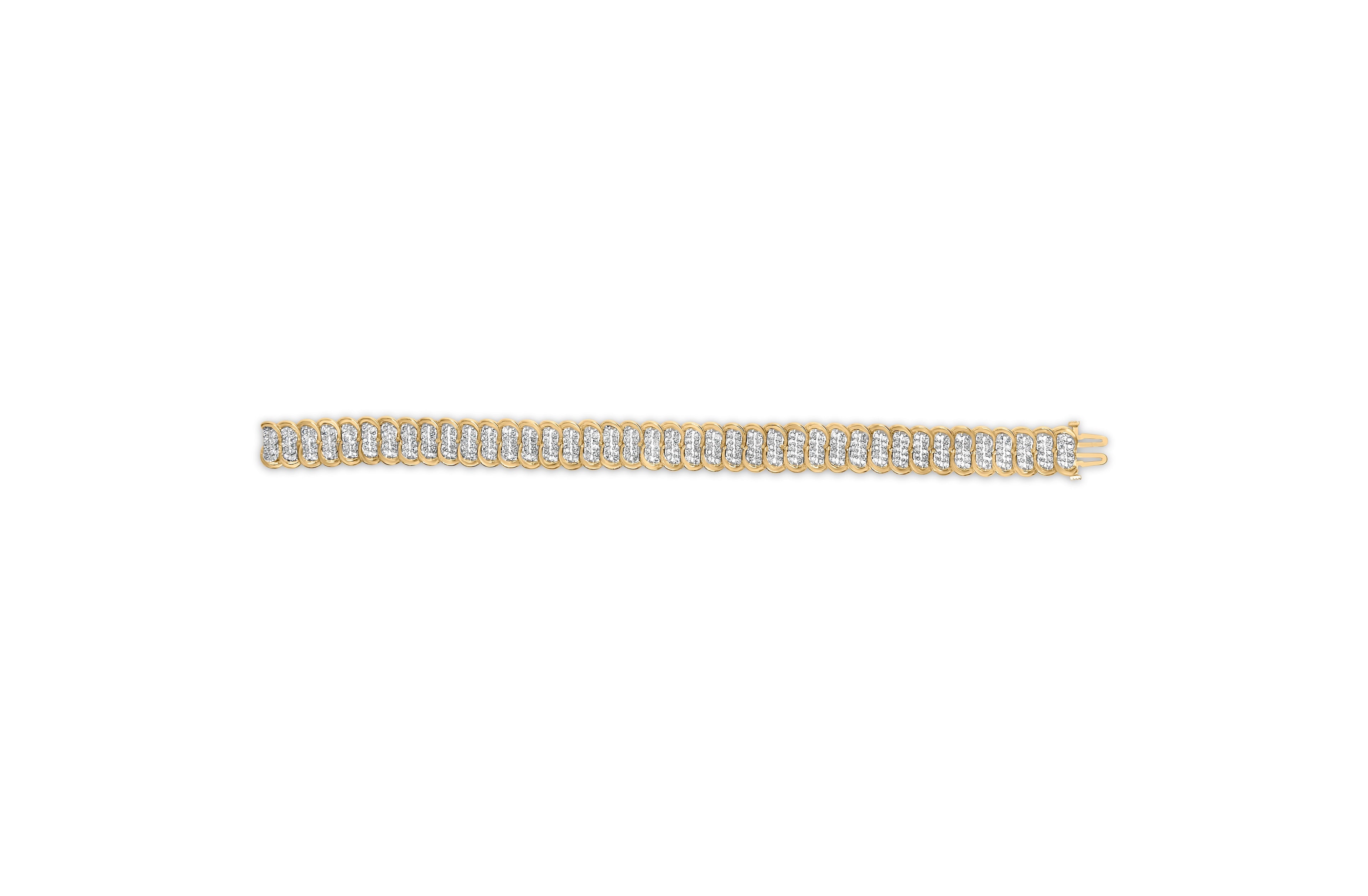 10K Yellow Gold 4.0 Cttw Diamond S-Link Bracelet DestGlow