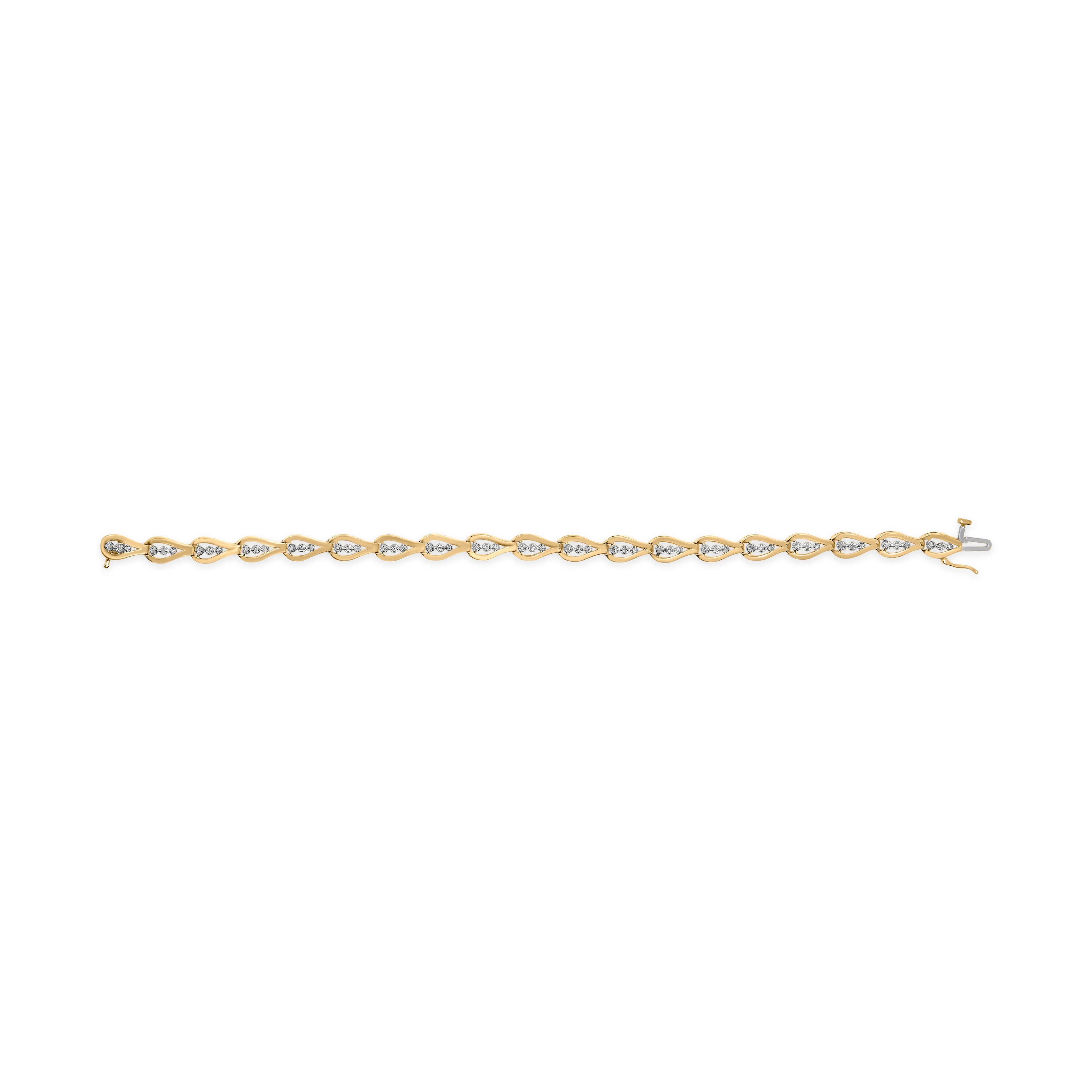 10k Yellow Gold 1/3 Cttw Diamond 3 Stone Teardrop Design Link Bracelet (I-J Color, I1-I2 Clarity) - 7.25" Inches by Bids.com
