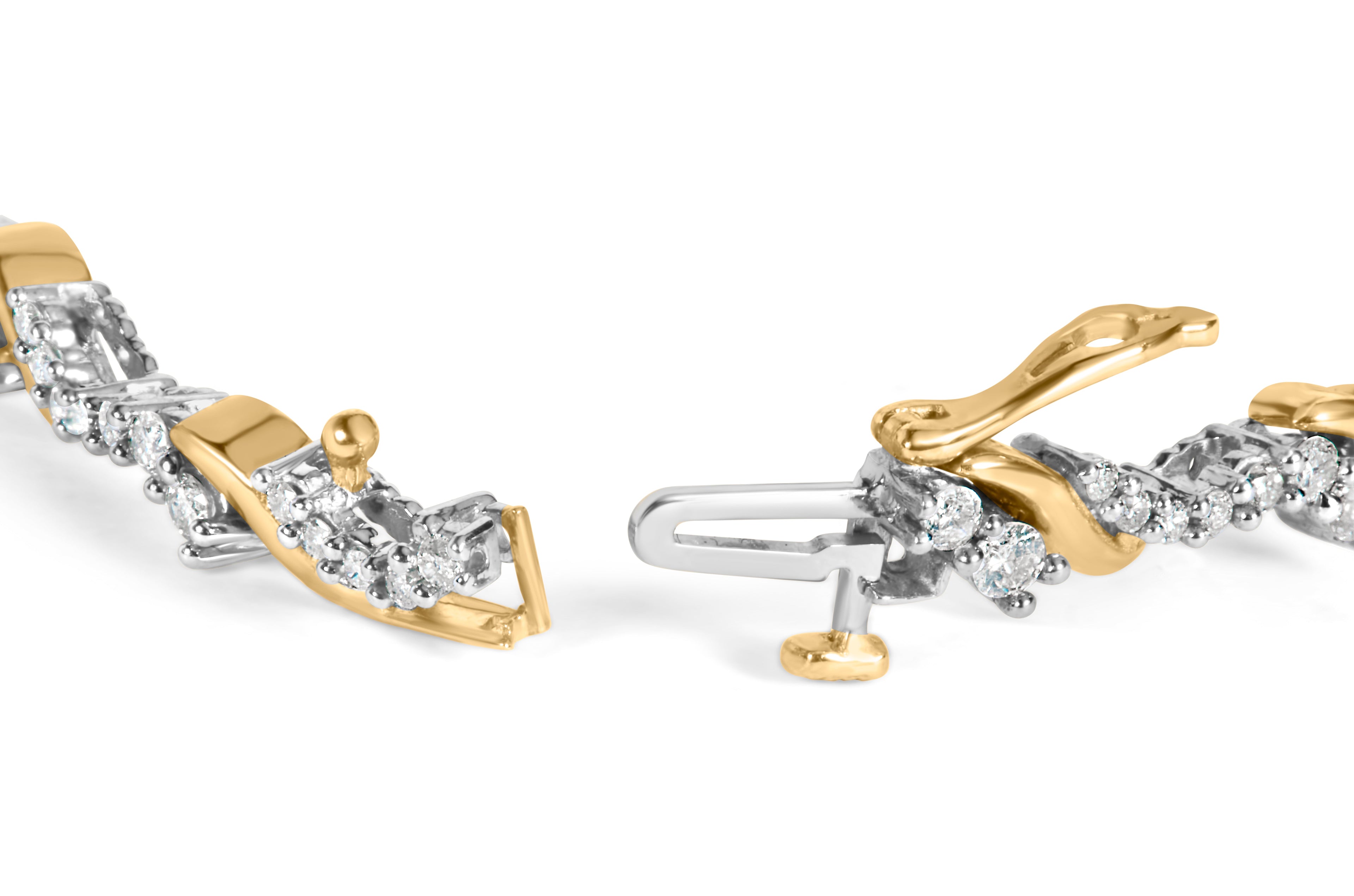 10K Yellow and White Gold 2.00 Cttw Diamond "S" Link 7" Bracelet (H-I Color, I2-I3 Clarity) by Bids.com