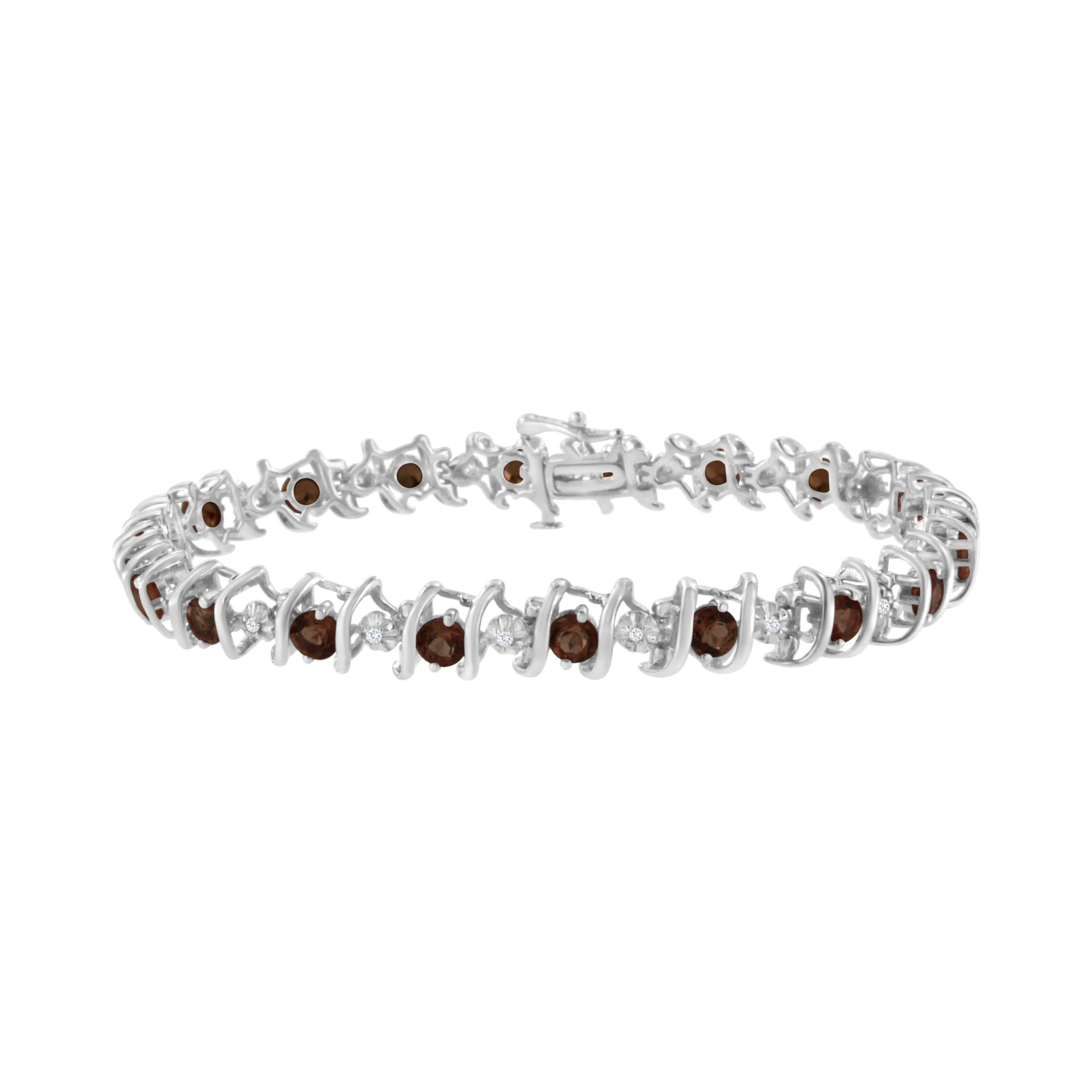 .925 Sterling Silver, Lab-Grown Gemstone and 4 Cttw Round Diamond Tennis Bracelet (H-I Color, I1-I2 Clarity) - Created Blue Sapphire, September Birthstone by Bids.com