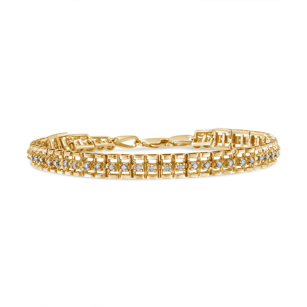 .925 Sterling Silver 1.0 Cttw Rose Cut Diamond Double-Link 7" Tennis Bracelet (I-J Color, I3 Clarity) by Bids.com