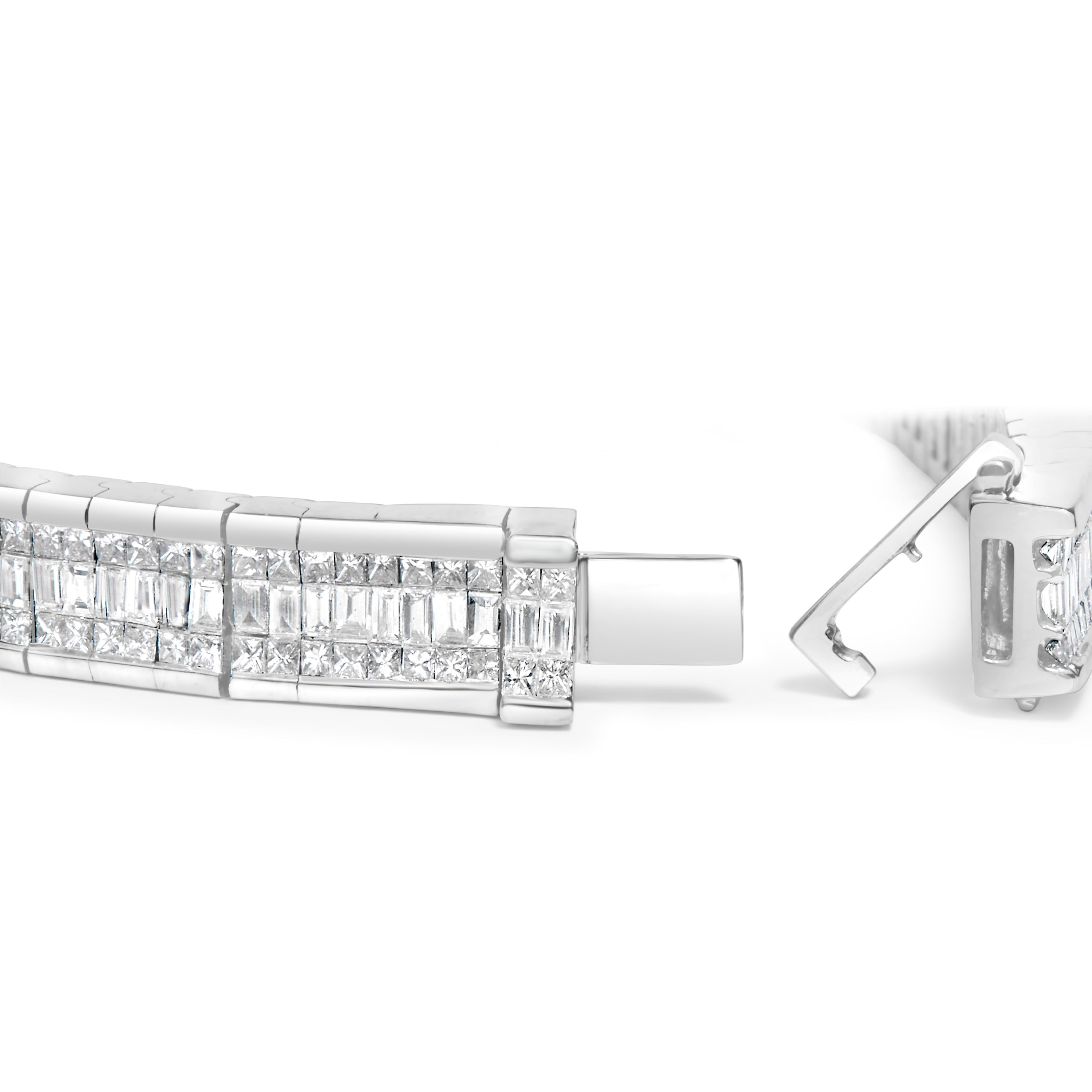 14K White Gold 7 7/8 Cttw Princess and Baguette Diamond Eternity Line Tennis Bracelet (G-H Color, SI1-SI2 Clarity) - 7" Inches by Bids.com