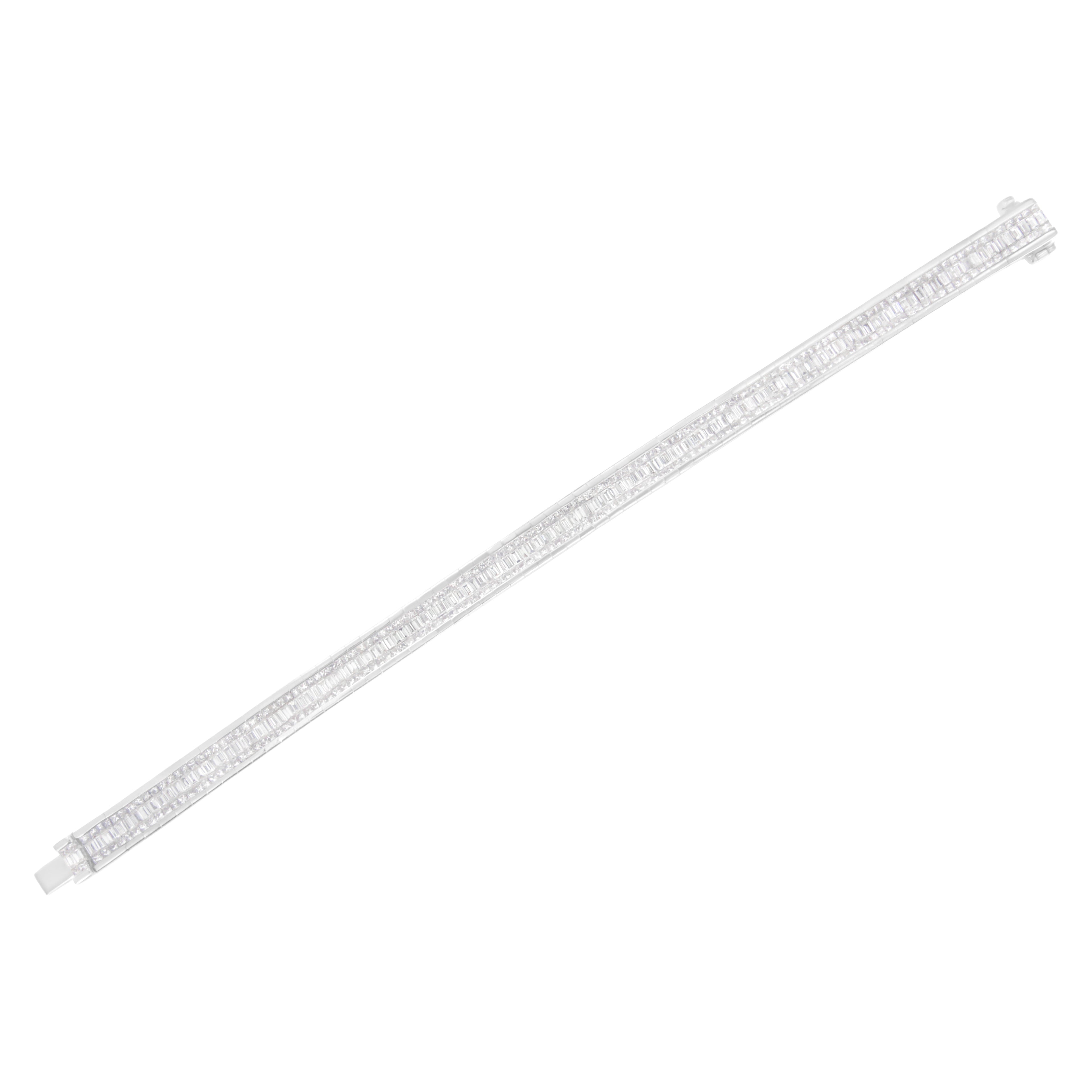 14K White Gold 7 7/8 Cttw Princess and Baguette Diamond Eternity Line Tennis Bracelet (G-H Color, SI1-SI2 Clarity) - 7" Inches by Bids.com