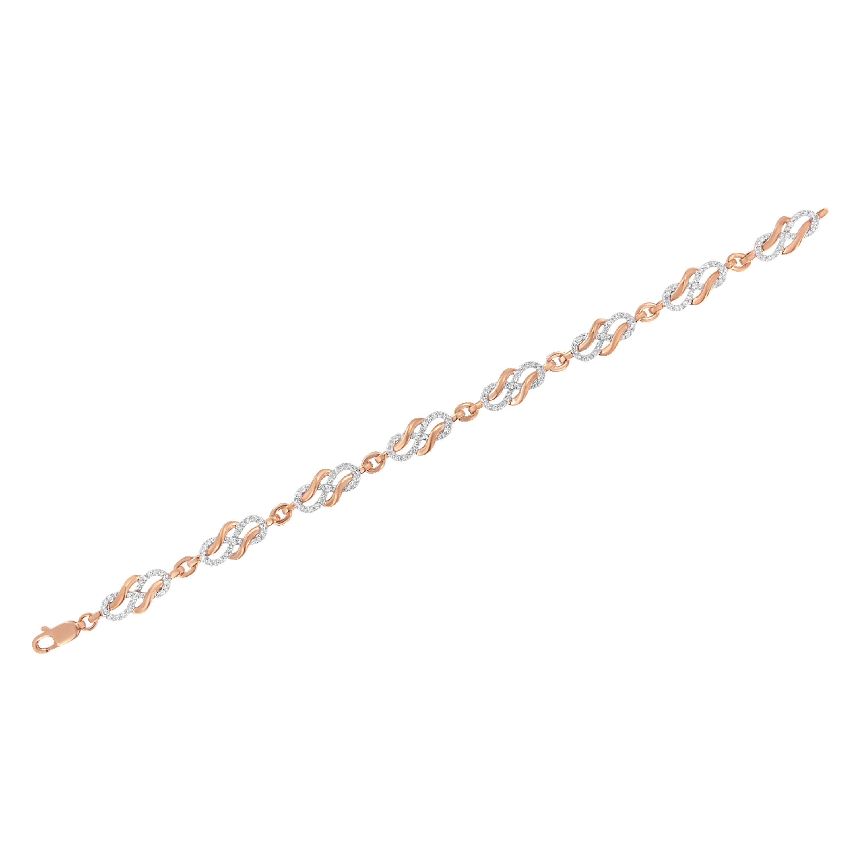 10K Rose Gold 1.0 Cttw Diamond Infinity Loop and Swirl Link Bracelet (I-J Color, I2-I3 Clarity) - 7.25" Inches by Bids.com
