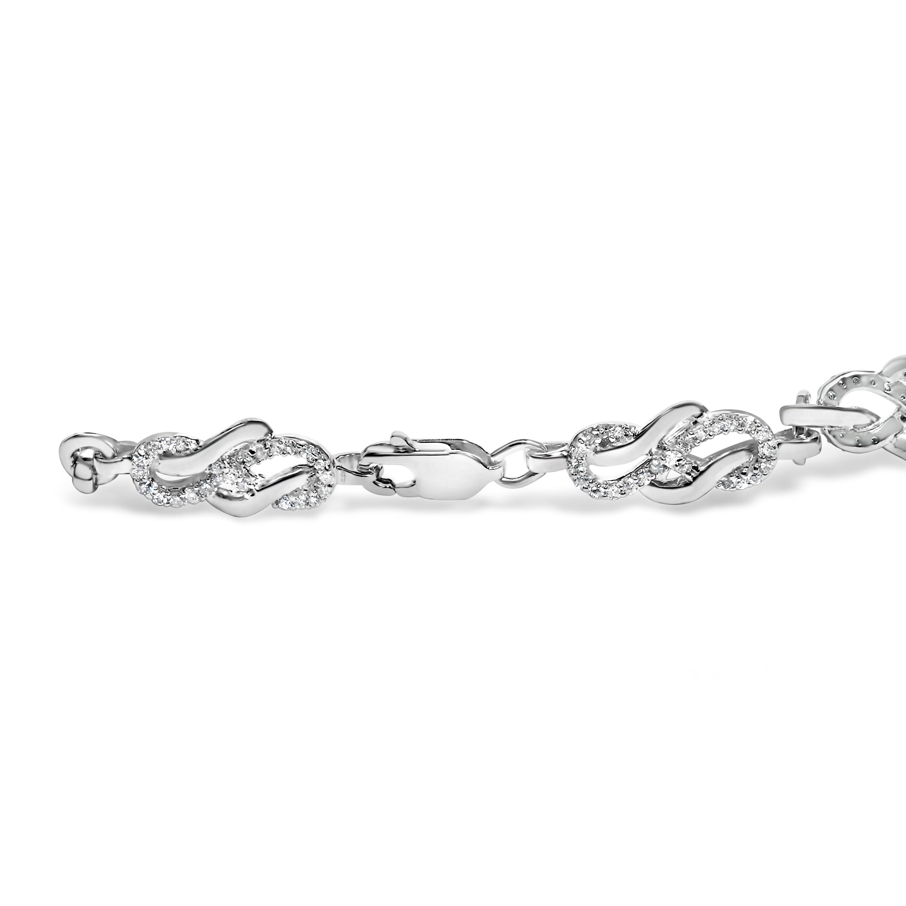 .925 Sterling Silver 1.0 Cttw Diamond Infinity Loop and Swirl Link Bracelet (I-J Color, I2-I3 Clarity) - 7.25" Inches by Bids.com