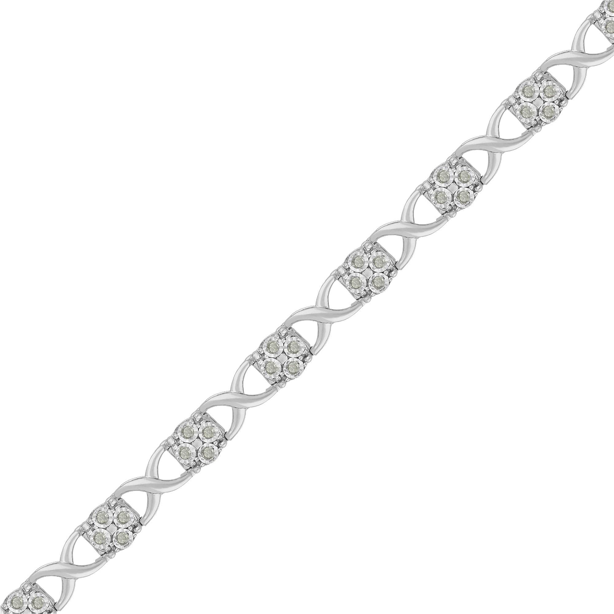 Sterling Silver Rose-Cut Diamond Love Locks Link Bracelet (1.00cttw,I-J color,I3-Promo clarity) by Bids.com