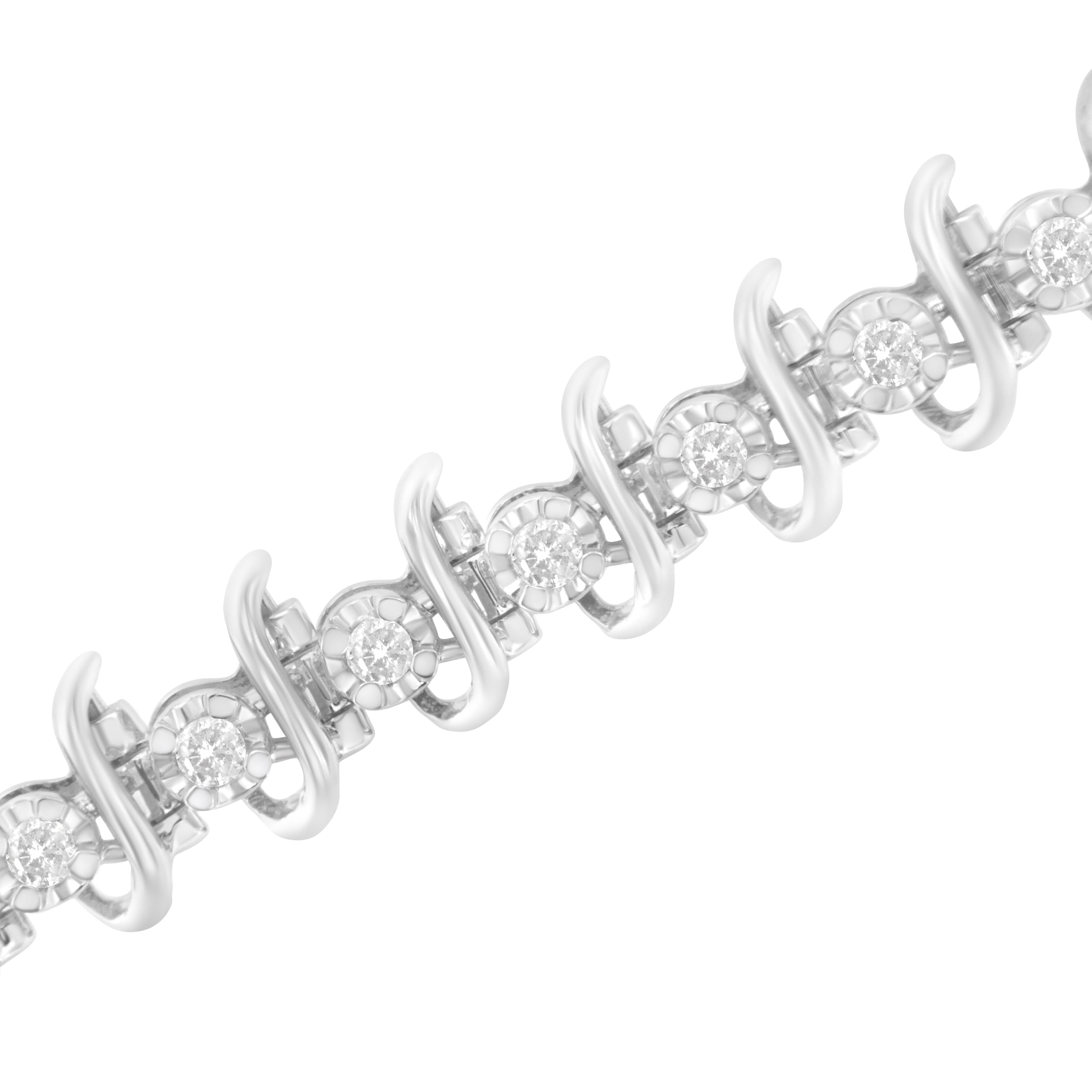 .925 Sterling Silver 1 cttw Prong-Set Diamond Link Bracelet (I-J, I1-I2) - 7.25" by Bids.com