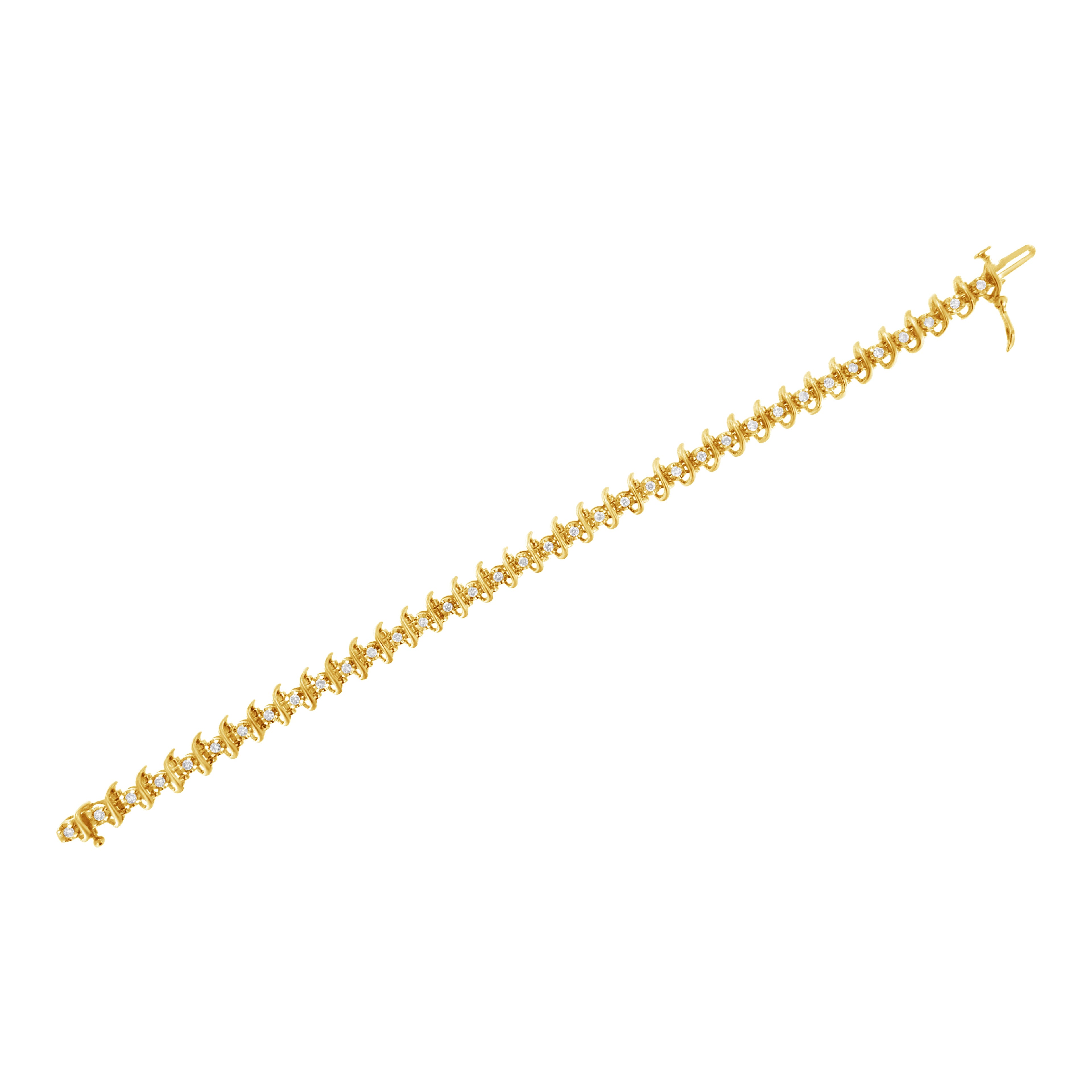 10KT Yellow Gold Plated .925 Sterling Silver 1 cttw Prong-Set Diamond Link Bracelet (J-K, I1-I2) - 7.5" by Bids.com