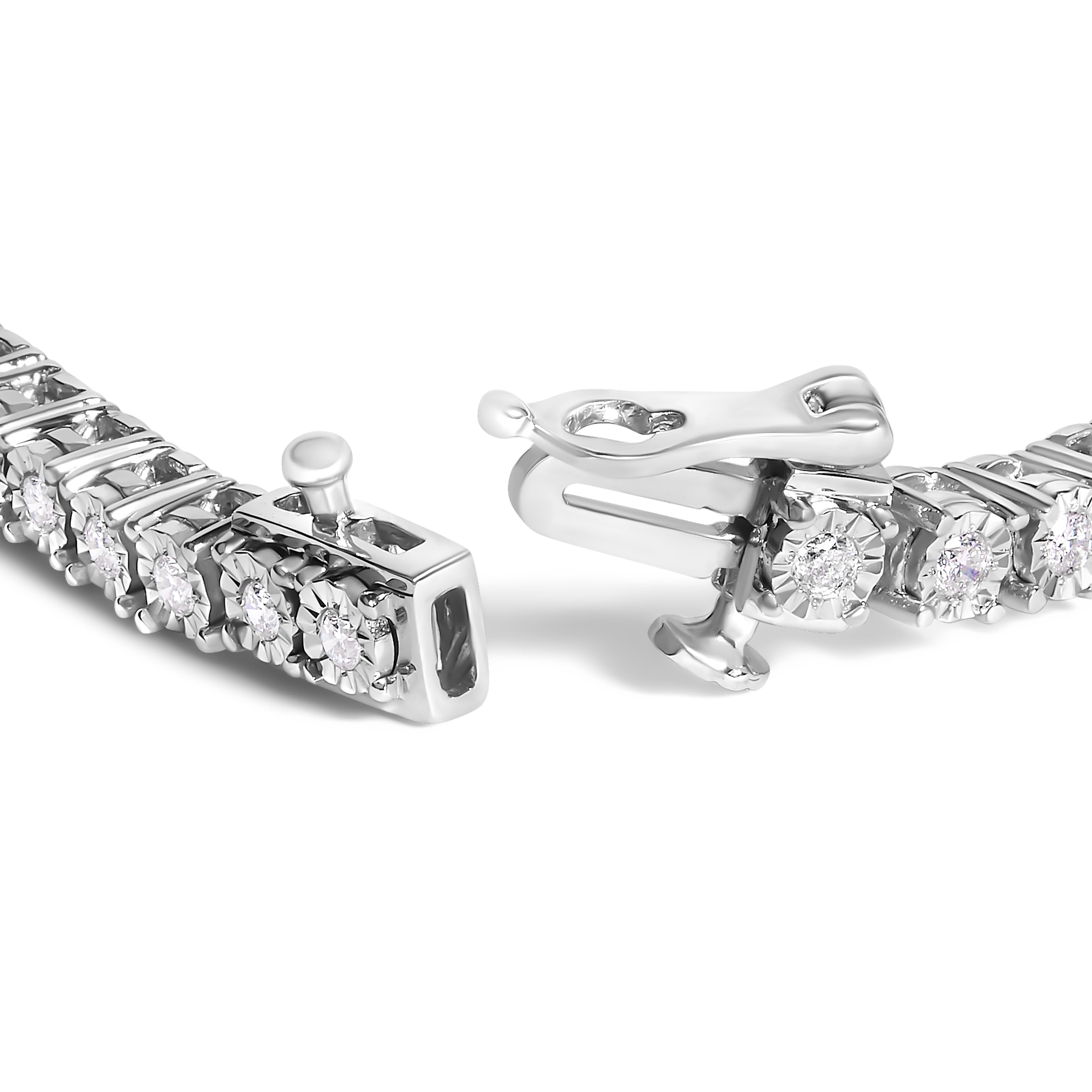 .925 Sterling Silver 3.0 Cttw Lab Grown Diamond Illusion-Set Miracle Plate Tennis Bracelet (G-H Color, VS1-VS2 Clarity) - Size 7.25" by Bids.com