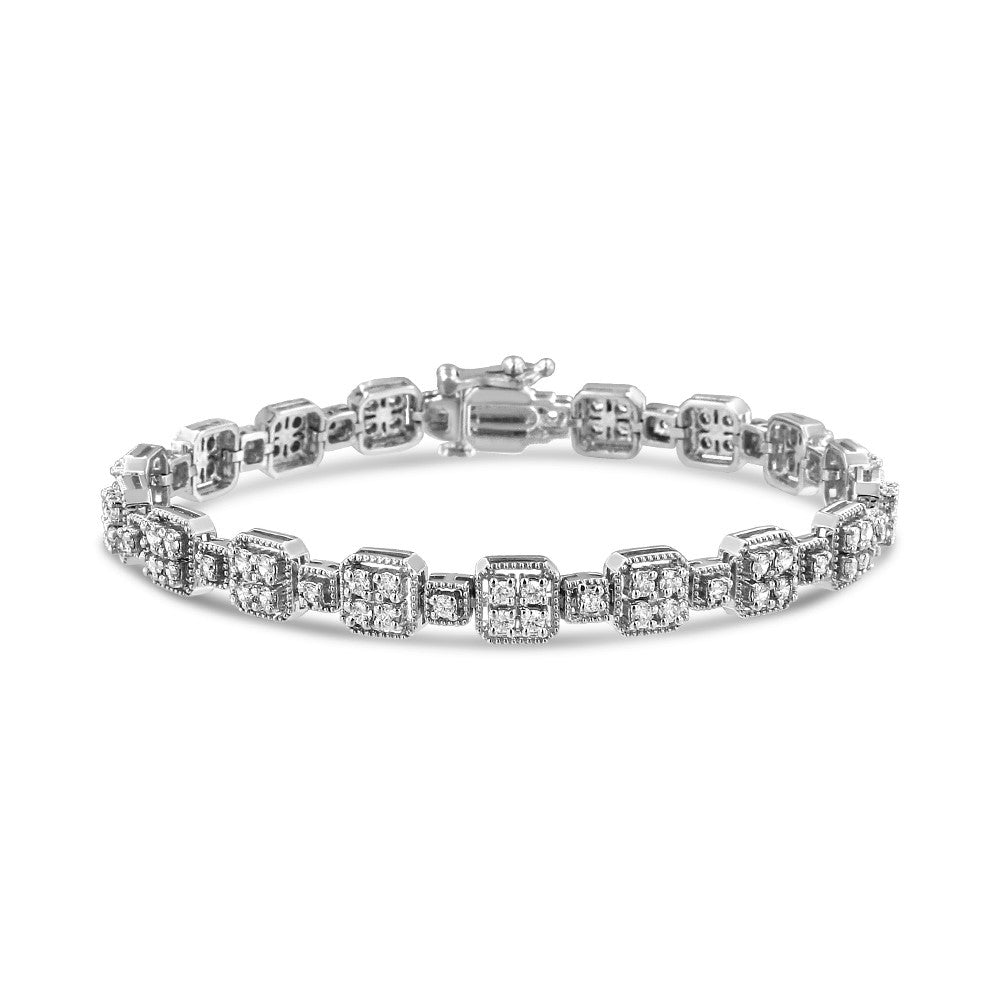 10K White Gold 2.0 Cttw Diamond Square Link Bracelet (J-K Color, I2-I3 Clarity) - Size 7.25" by Bids.com