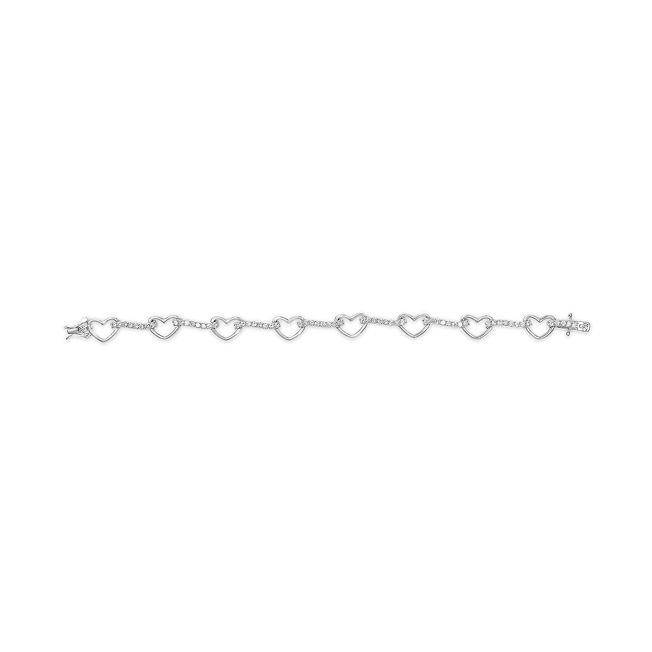 10K White Gold 2.0 Cttw Diamond Heart Link Bracelet DestGlow