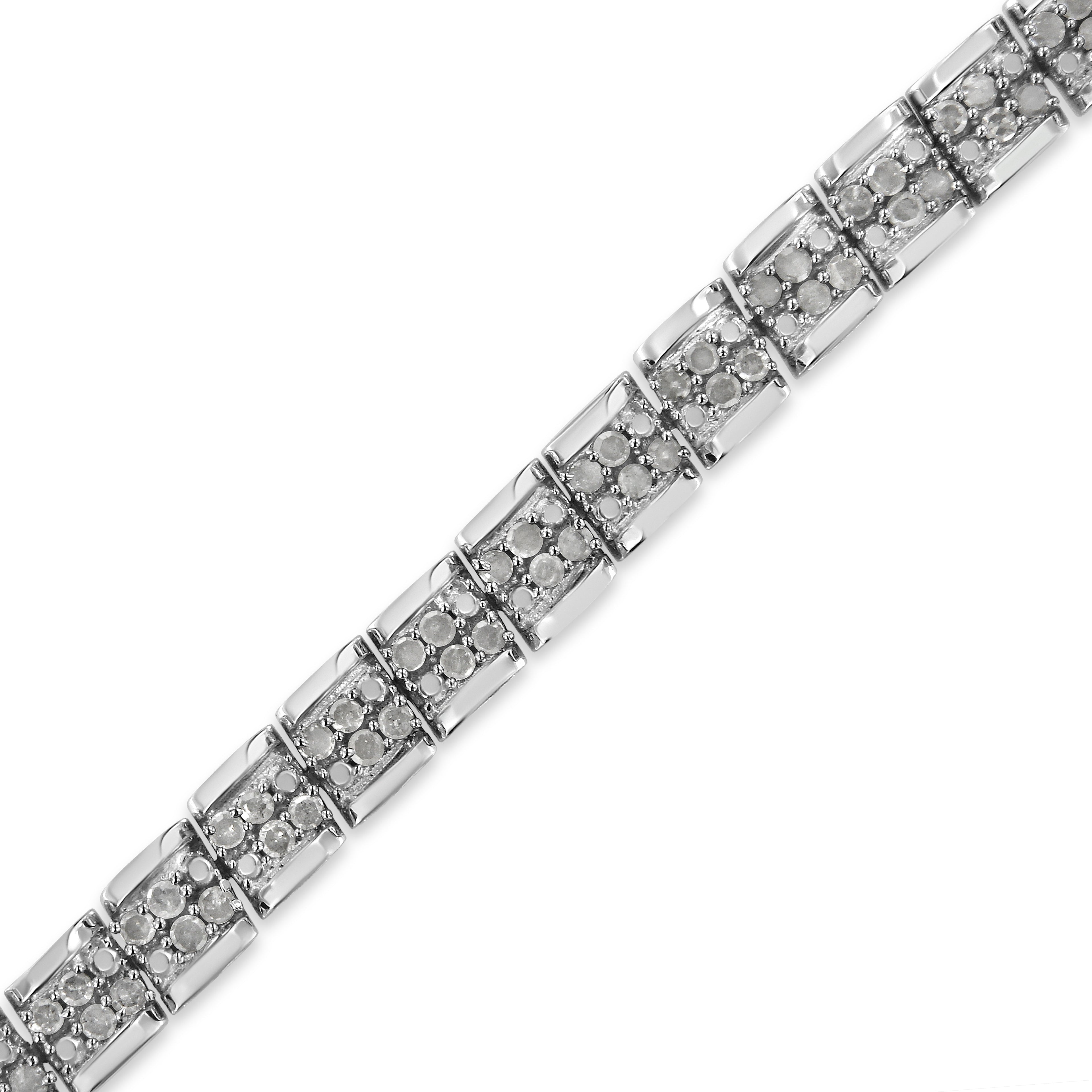 .925 Sterling Silver 2.0 Cttw Diamond 7" Round Miracle Plate Link Bracelet (I-J Color, I2-I3 Clarity) by Bids.com