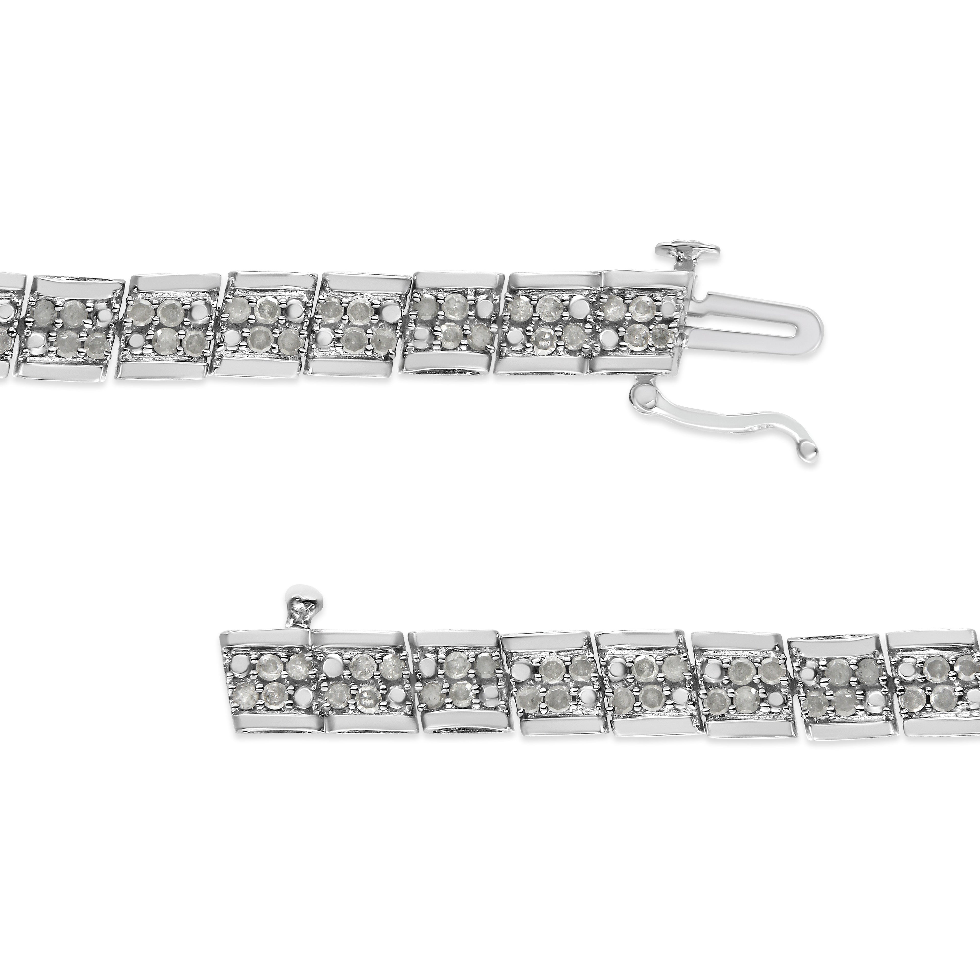 .925 Sterling Silver 2.0 Cttw Diamond 7" Round Miracle Plate Link Bracelet (I-J Color, I2-I3 Clarity) by Bids.com