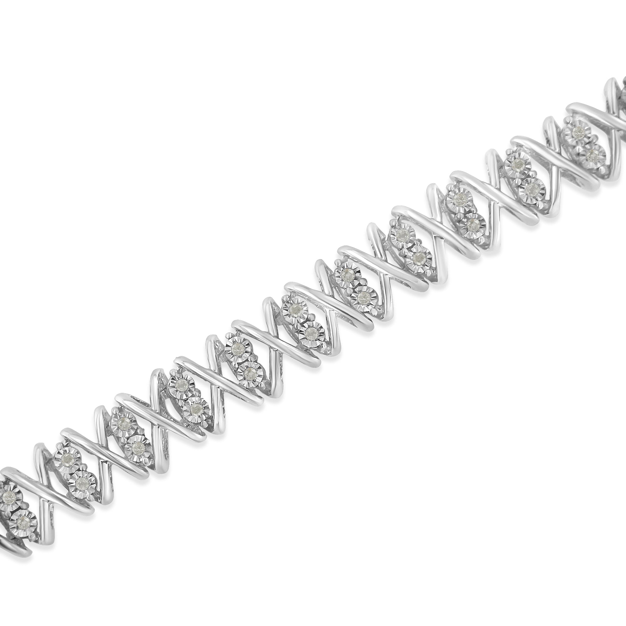 Sterling Silver rose-cut Diamond X-Link Bracelet (1 cttw, I-J Color, I2-I3 Clarity) by Bids.com