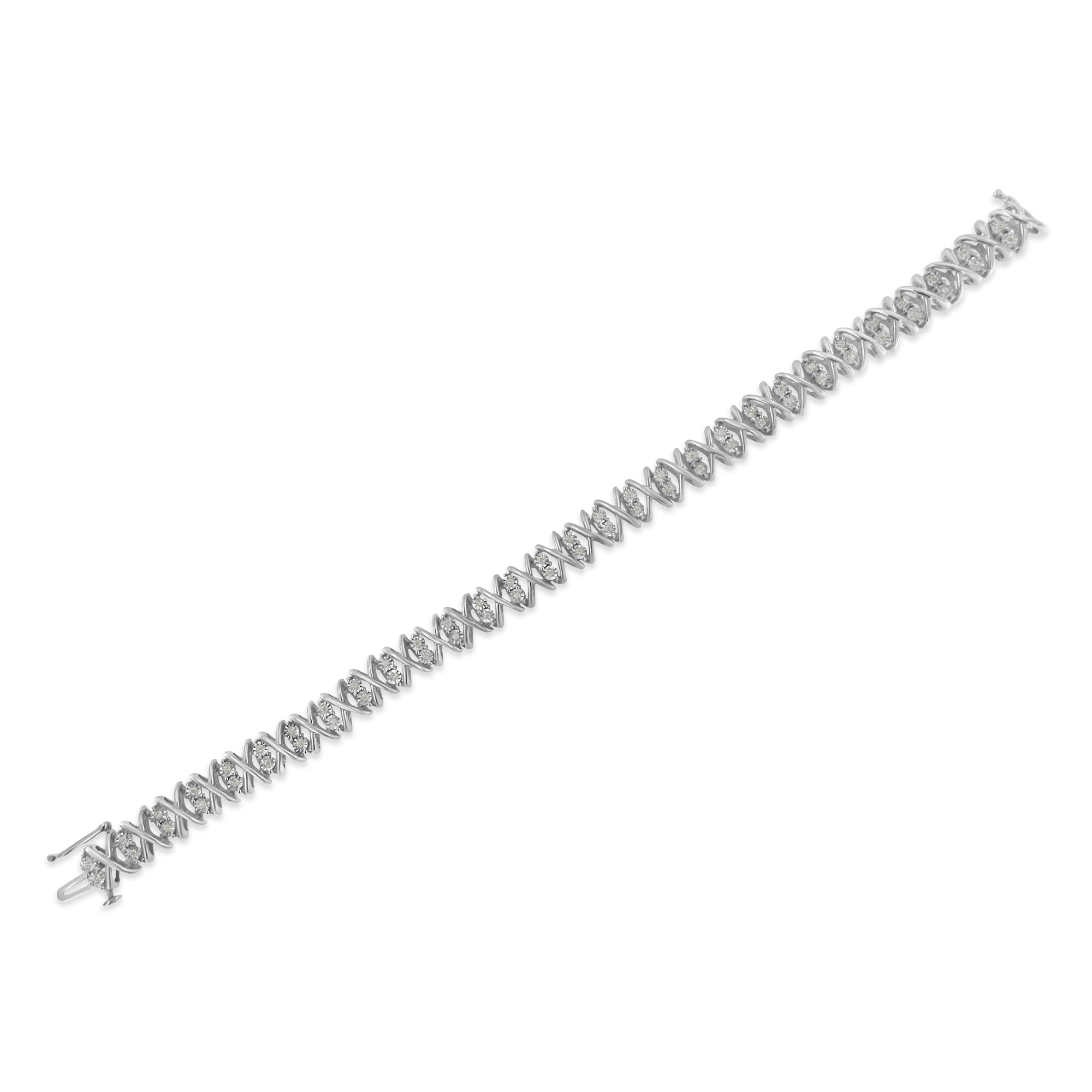Sterling Silver rose-cut Diamond X-Link Bracelet (1 cttw, I-J Color, I2-I3 Clarity) by Bids.com