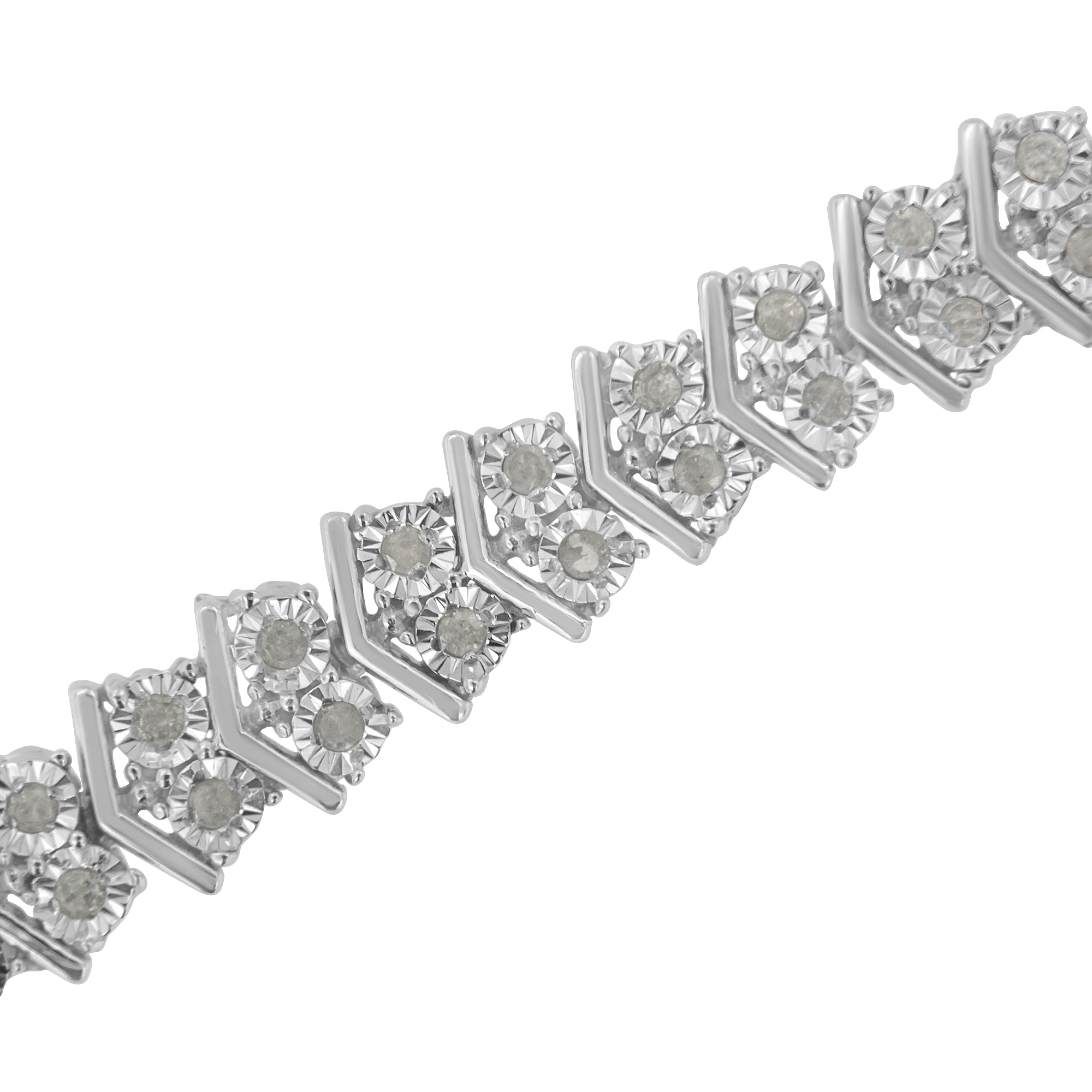 .925 Sterling Silver 1.0 cttw Diamond "Arrow" Shape Tennis Link Bracelet (I-J Color, I3 Clarity) -7.25" by Bids.com